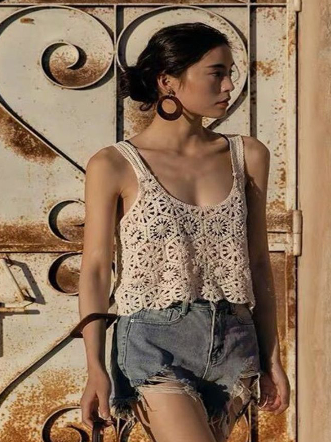 Routes by All About You Women Self Design Tank Crop Top