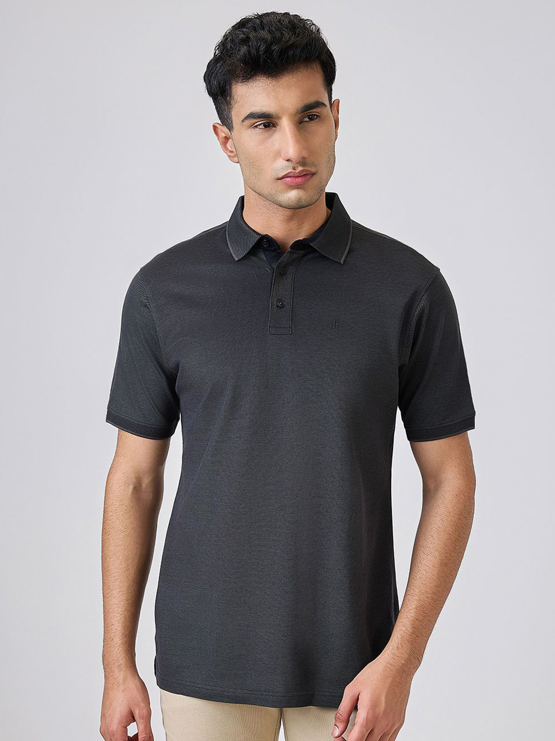 Raymond Pattern Printed Pure Cotton Polo Collar Neck T-Shirt