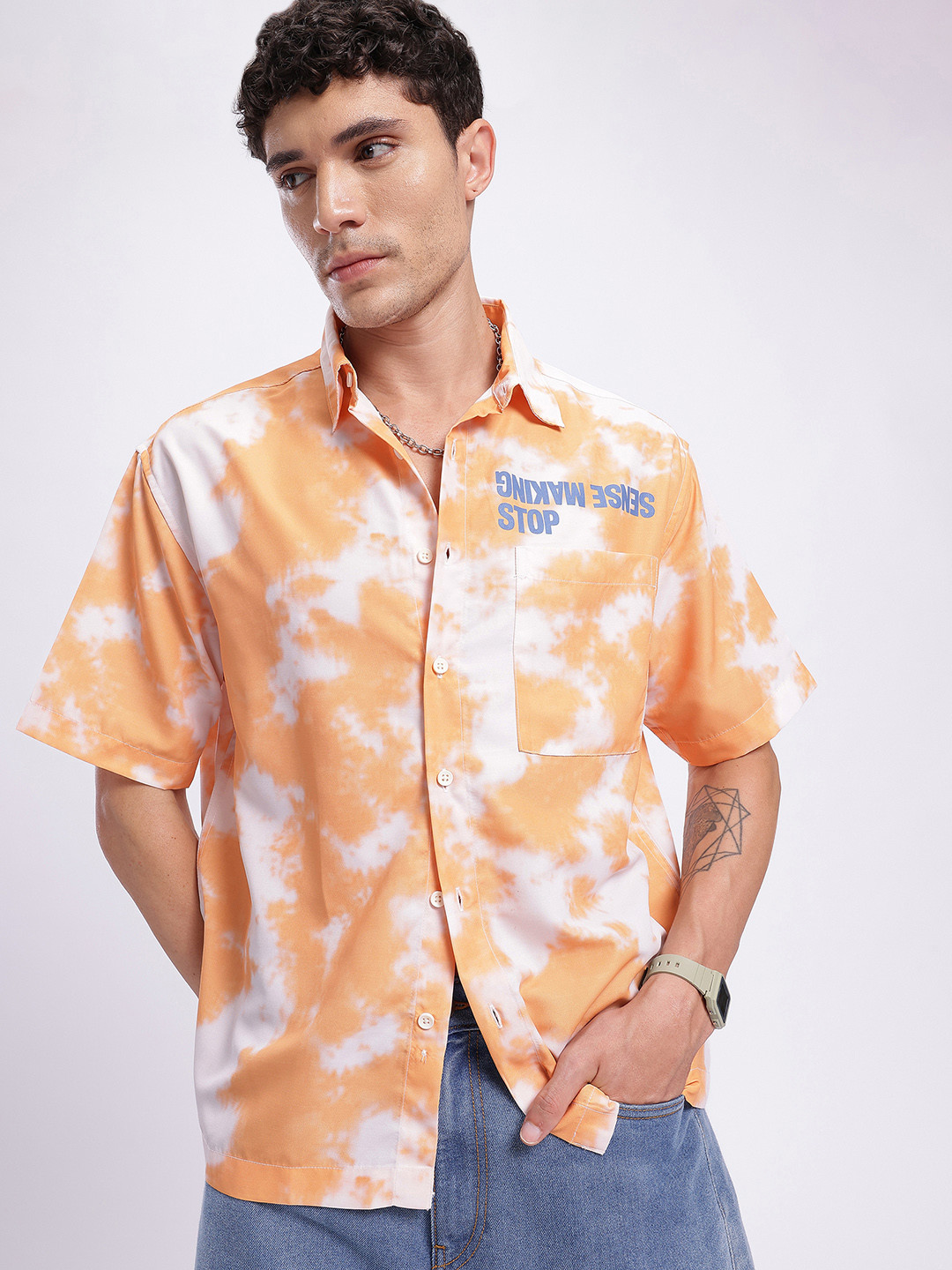 glitchez Reverse Swirl Tie & Dye Oversized Shirt