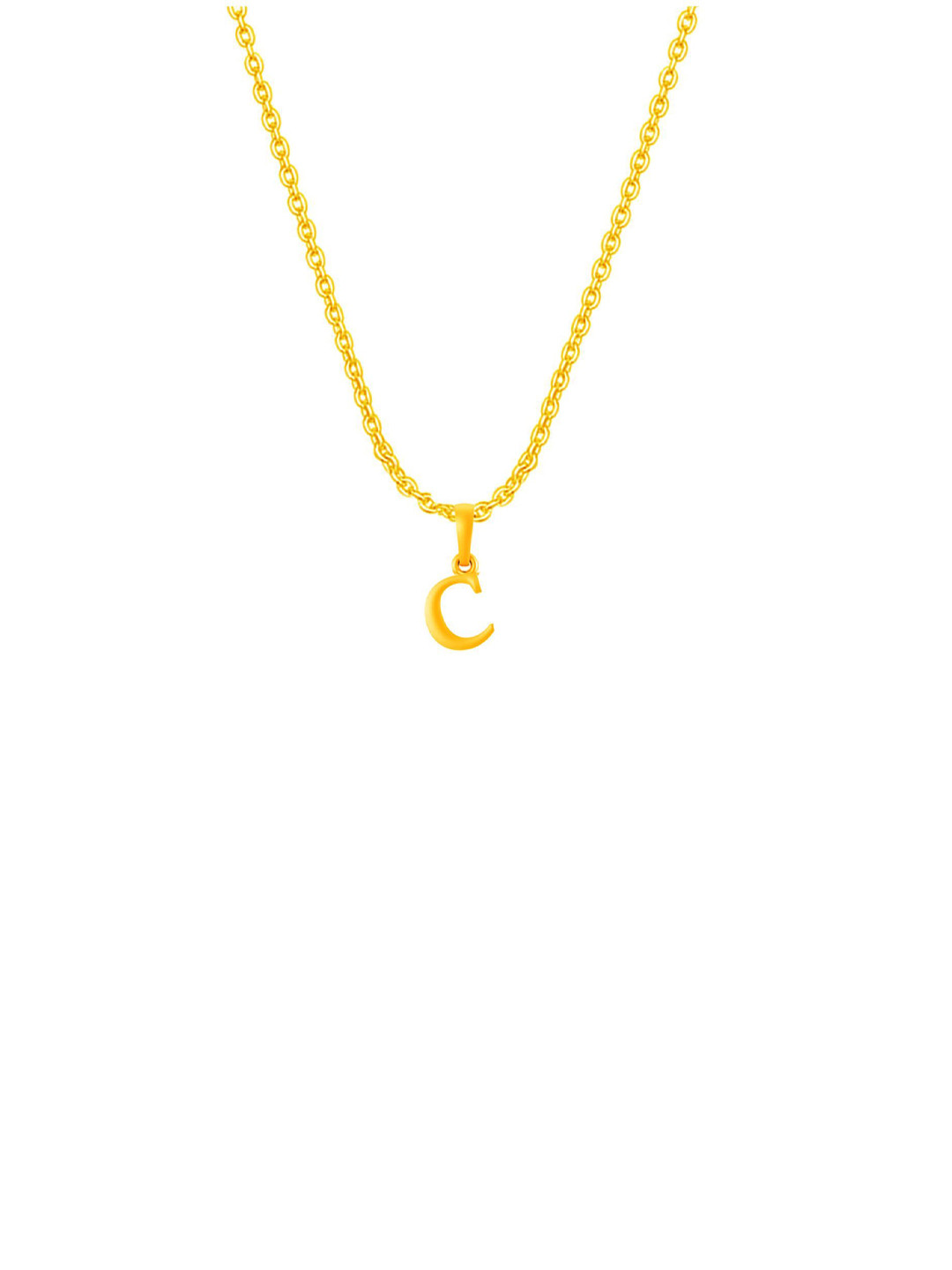 Metronaut Men 92.5 Sterling Silver 22KT Gold-Plated C Alphabet Pendant with Anchor Chain