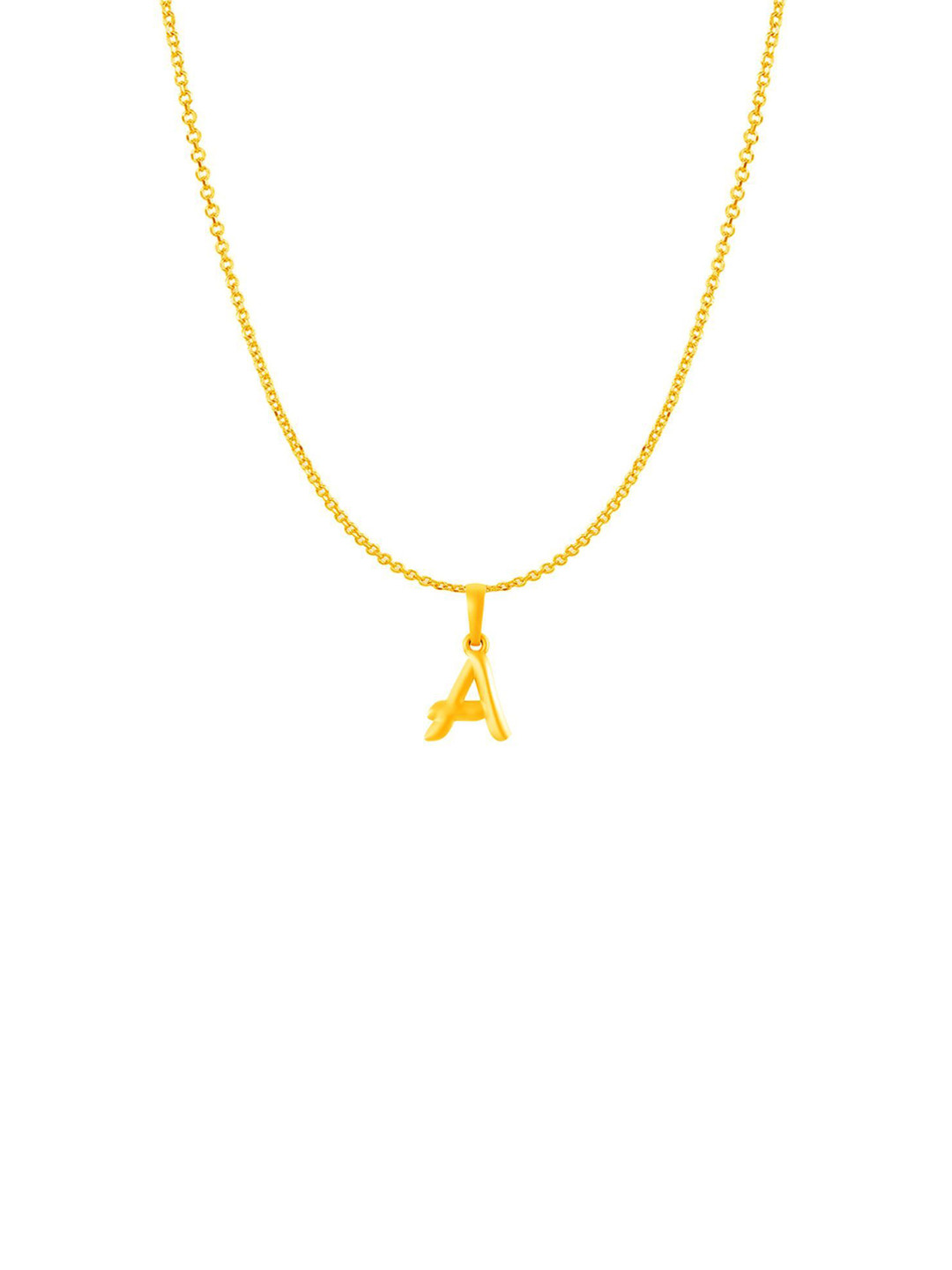 Metronaut Men 925 Sterling Silver 22KTGold-Plated A Alphabet Pendant With Anchor Chain