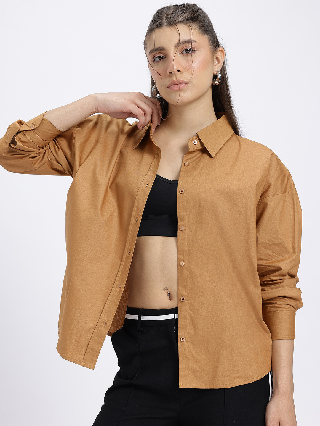 glitchez Oversized Drip Pure Cotton Drop-Shoulder Sleeves Shirt