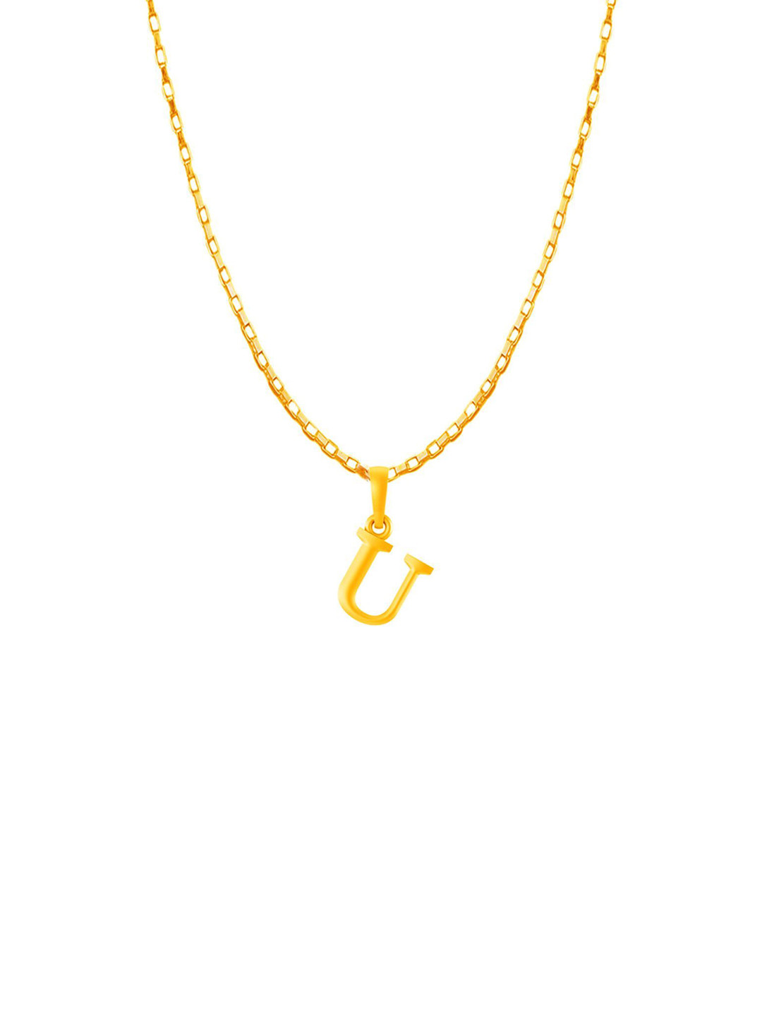 Metronaut Men 92.5 Sterling Silver 22KT Gold-Plated U Alphabet Pendant with Box Chain