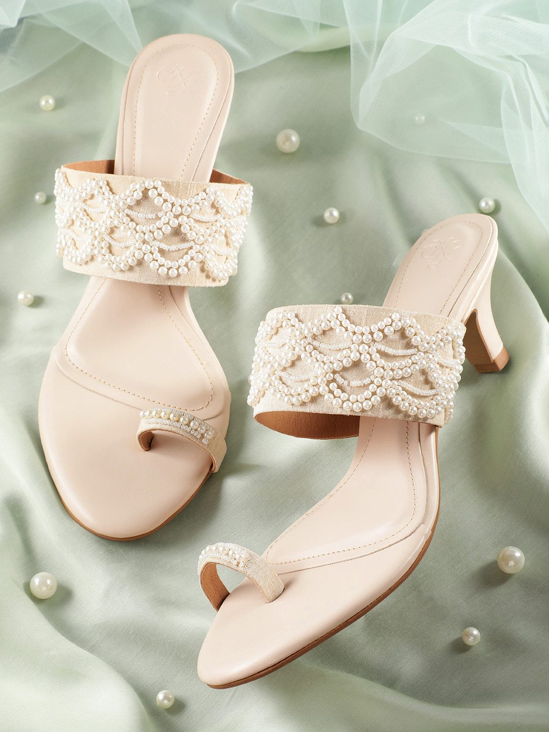 House of Pataudi Ethnic Embellished Kitten Heels