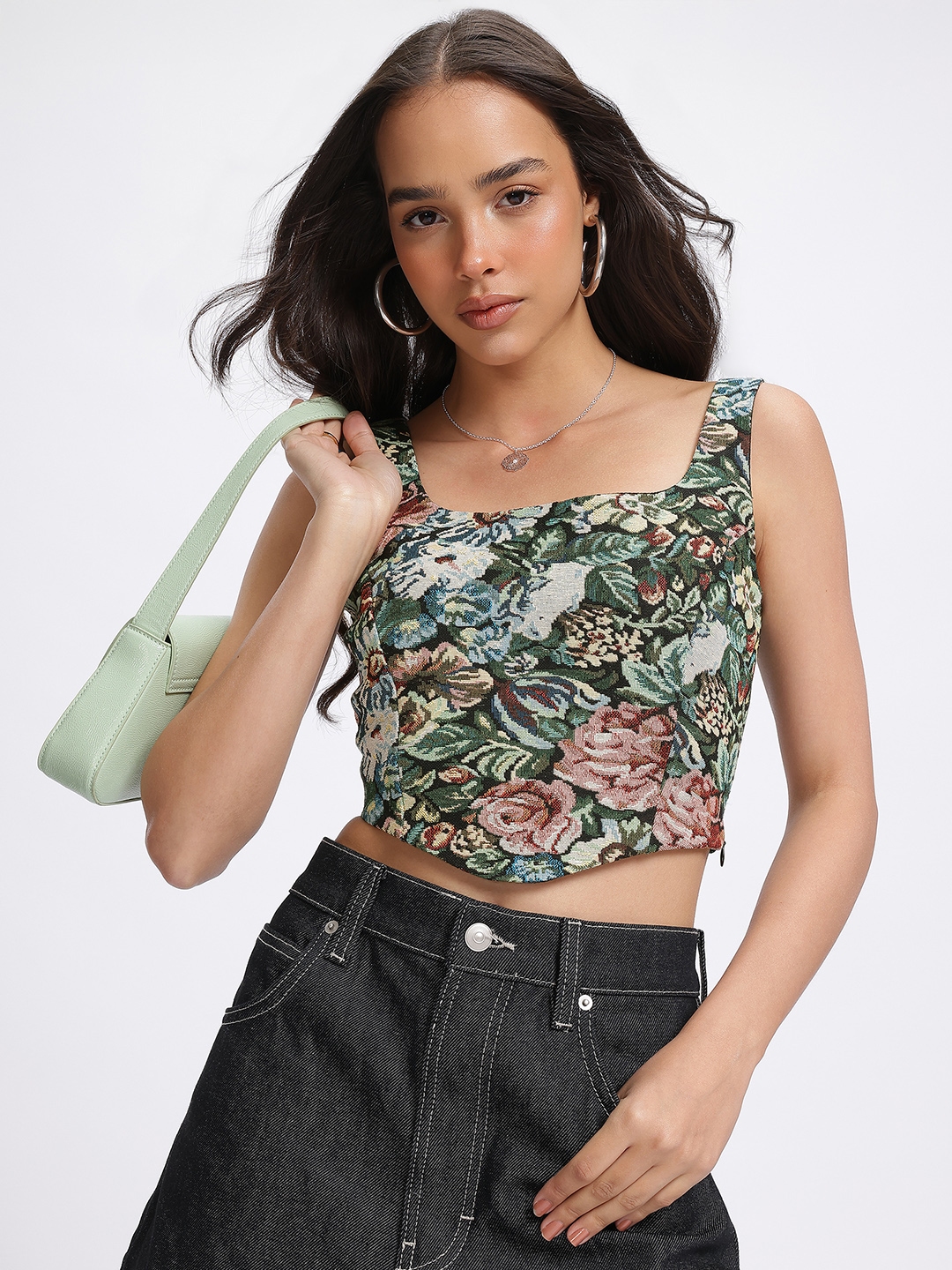 rokh Cropped Corset Bust スパンコールビスチェ Twisted Knot Laced Corset - SALE