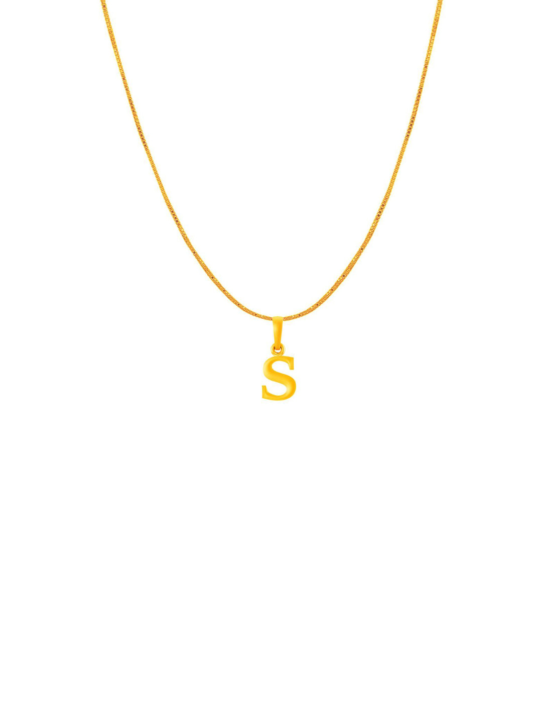 Metronaut Men 925 Sterling Silver 22KTGold-Plated S Alphabet Pendant With Box Chain