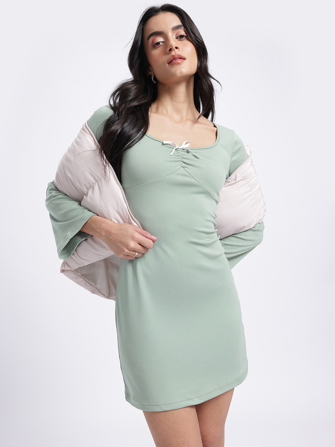 glitchez Bow Mini Sheath Dress