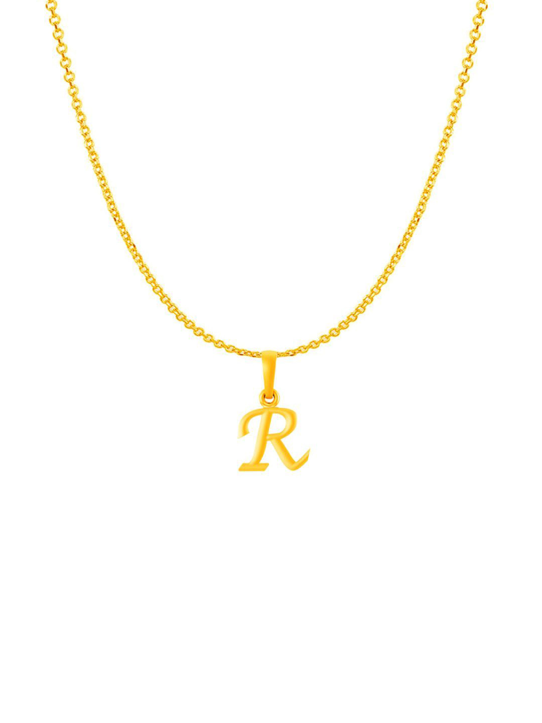 Metronaut Men 925 Sterling Silver 22KTGold-Plated R Alphabet Pendant With Anchor Chain