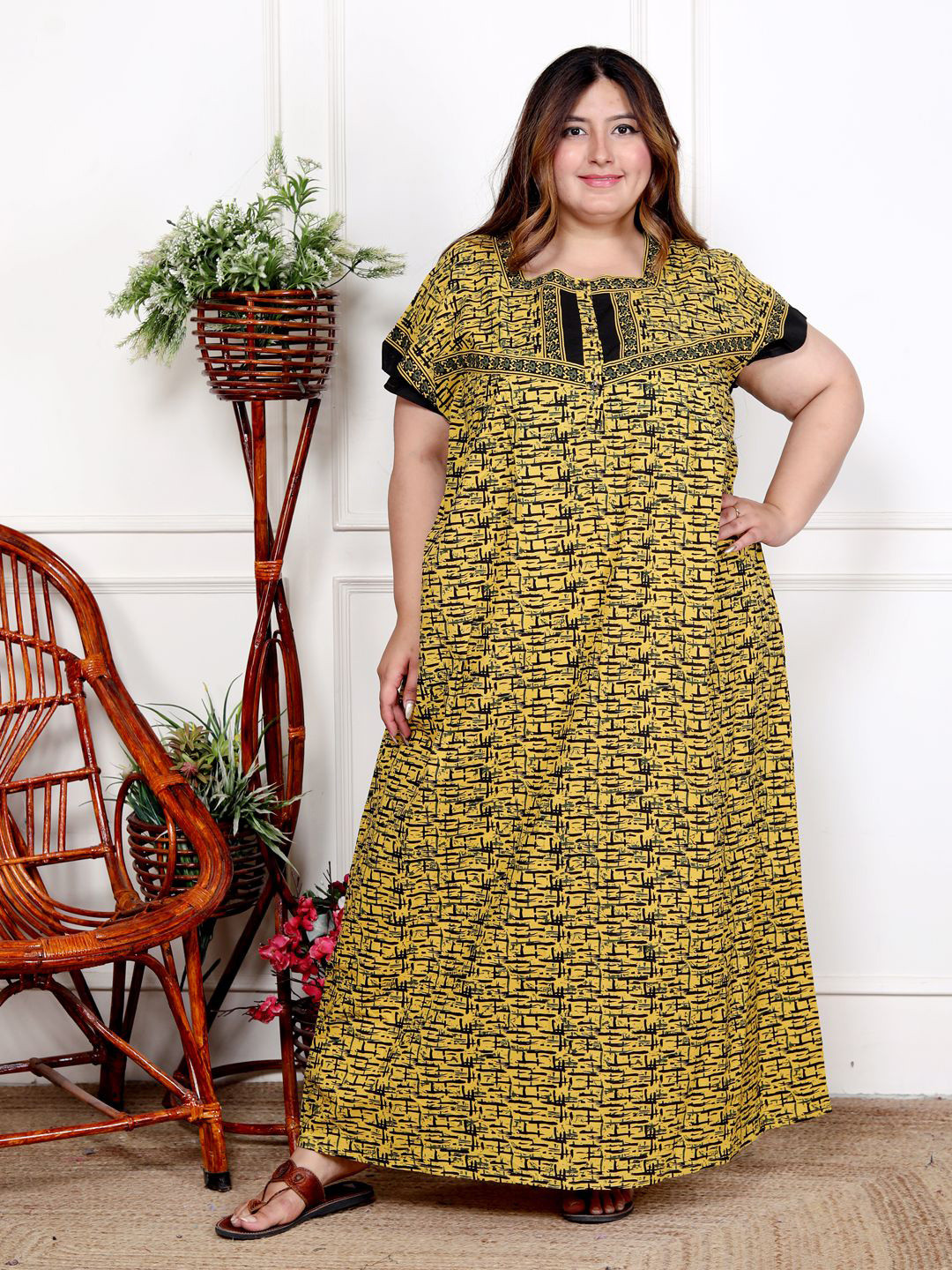 SP DESIGNS Geometric Printed Maxi Nightdress