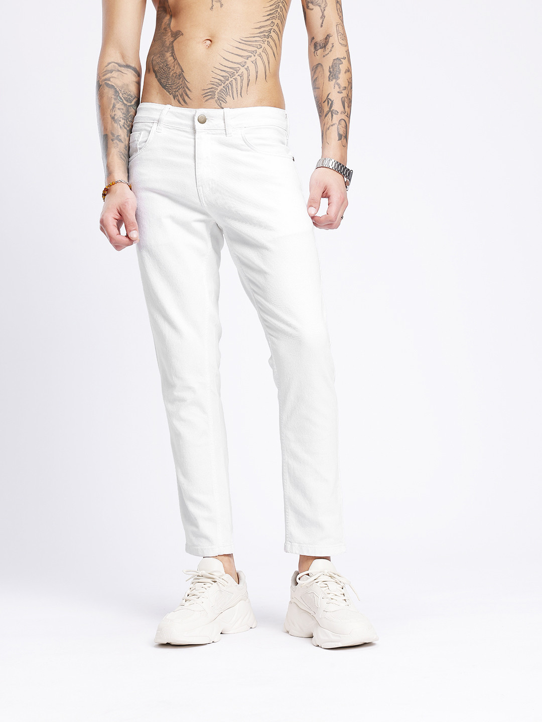 glitchez Men Skinny Fit Minimal Printed Jeans