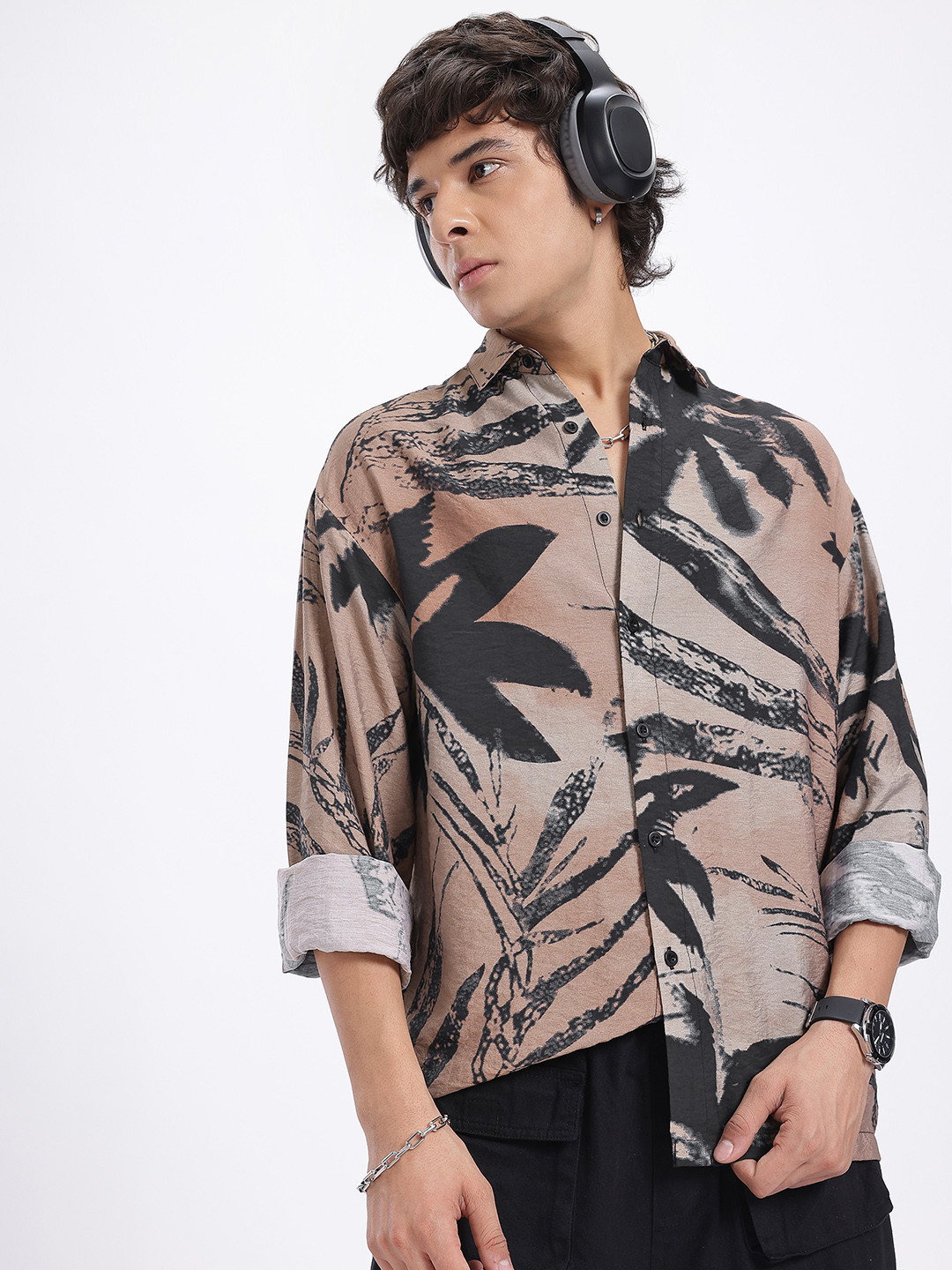 glitchez Print Dyed Oversized Shirt