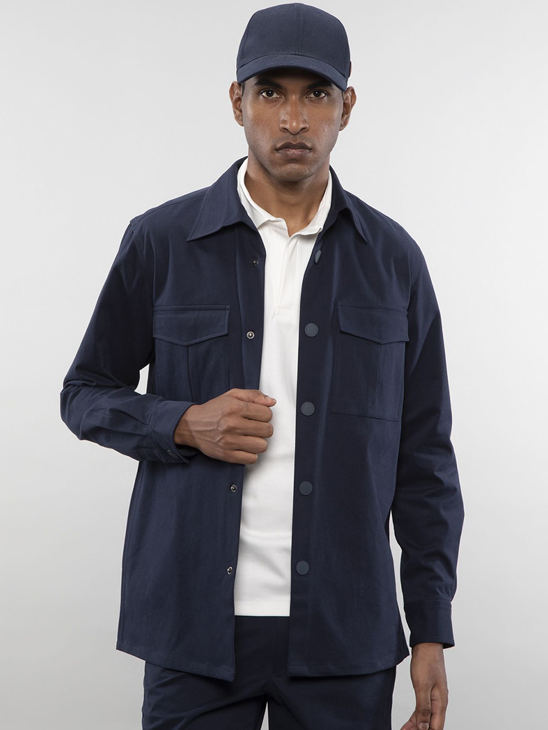 LOVE PANGOLIN Men Lightweight Open Front Jacket with Patchwork