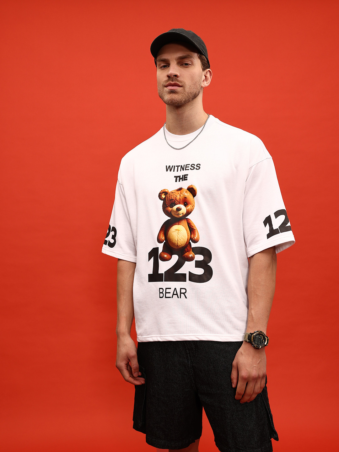 glitchez Graphic Print Drop-Shoulder Short Sleeves Terry Oversized Heavy GSM Tshirt