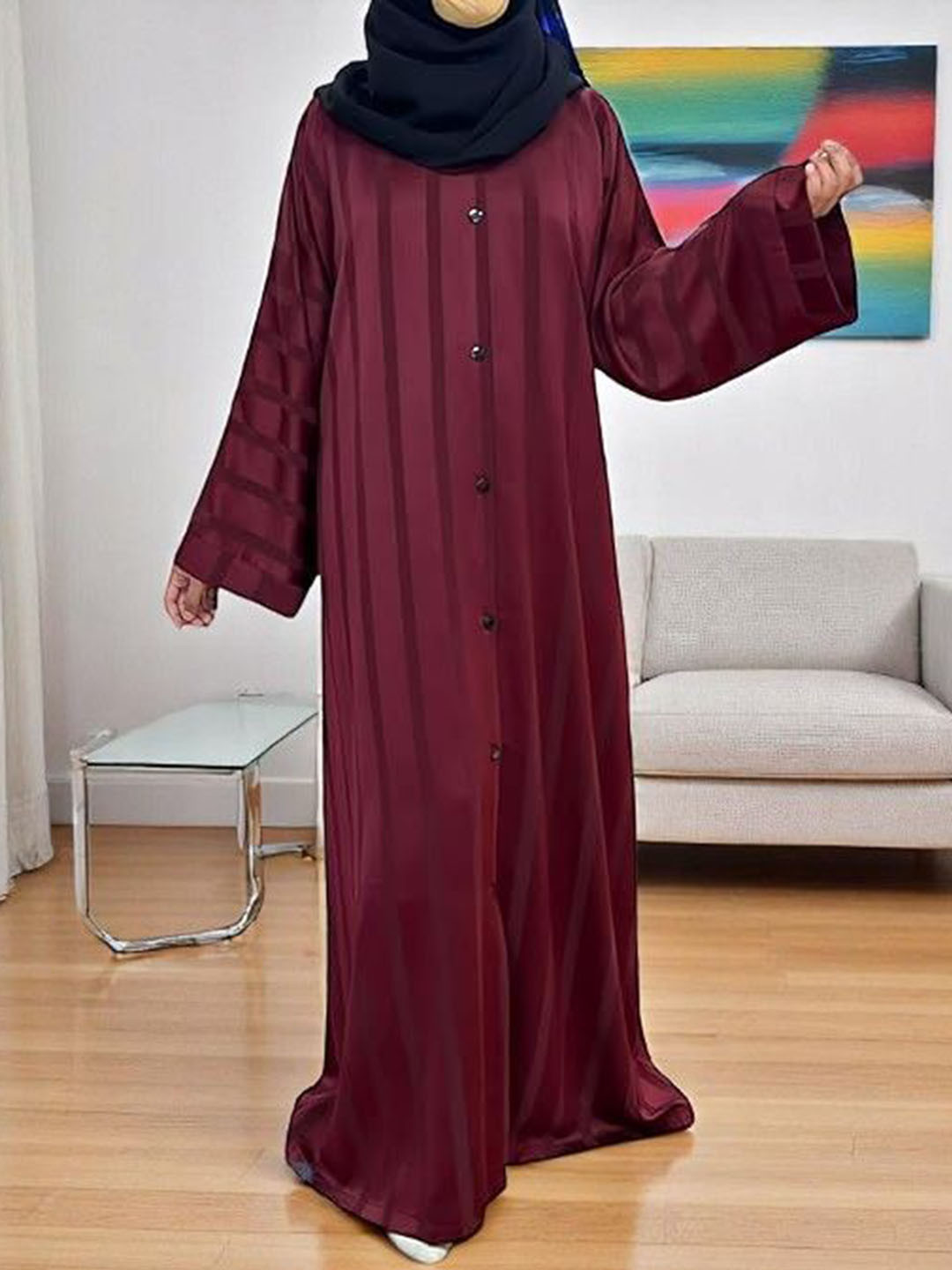 BASHARIYA Front-Open Kimono Sleeves Abaya Burqa