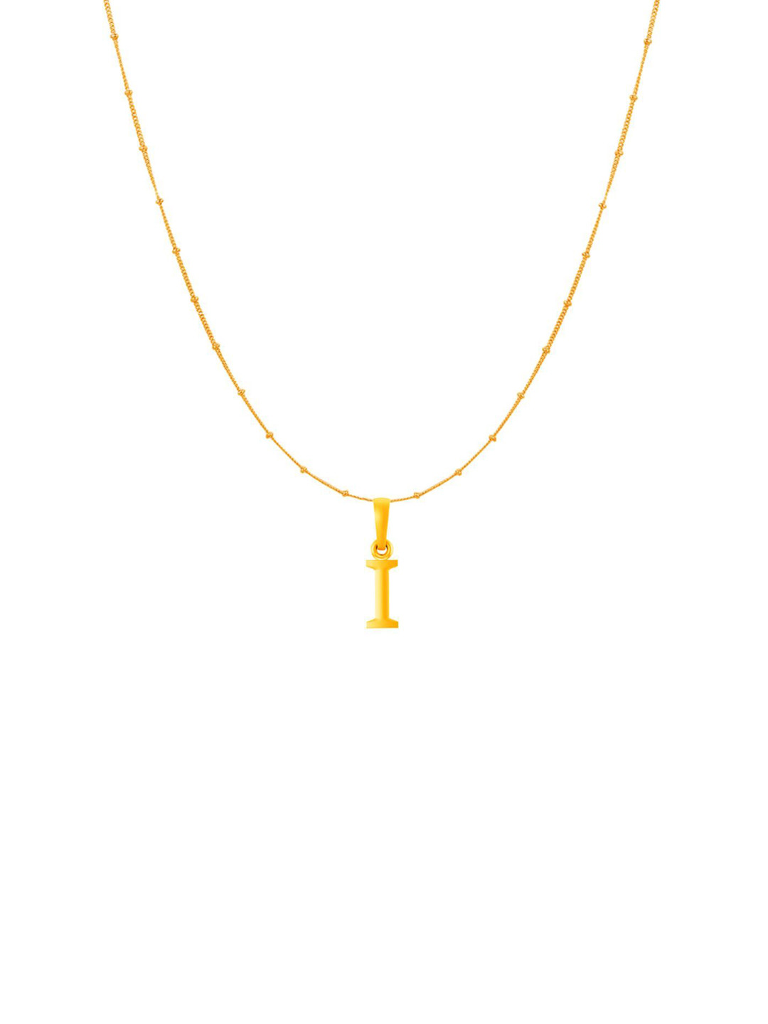 Metronaut Men 925 Sterling Silver 22KTGold-Plated I Alphabet Pendant With Ball Chain