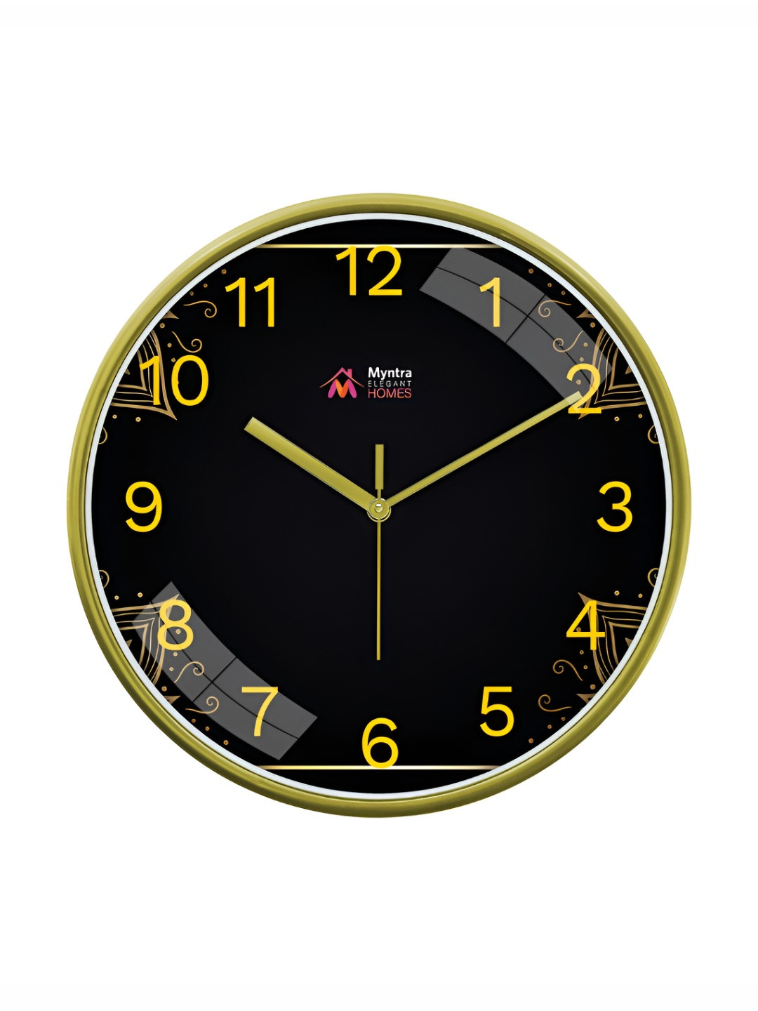 Myntra Elegant Homes Black Plastic Handcrafted Round Battery Analogue Wall Clock-30cm