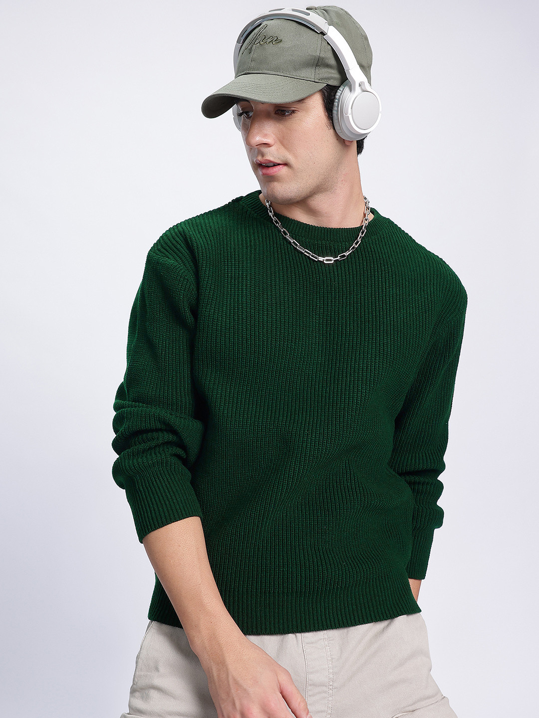 glitchez Ribbed Drop-Shoulder Pullover