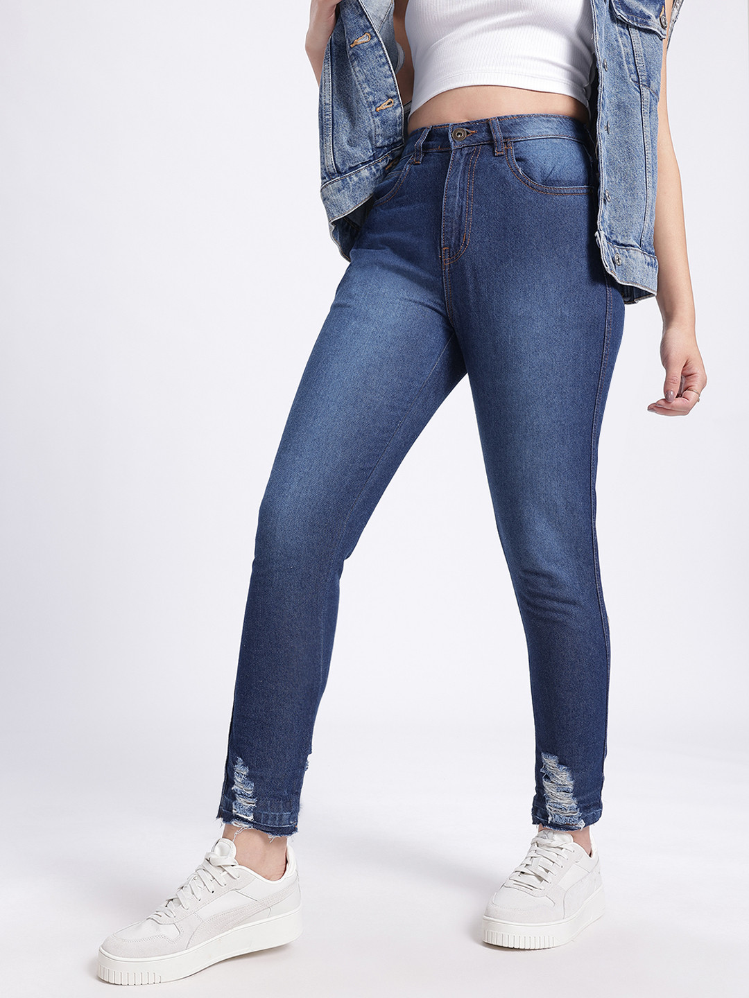 glitchez Women Mom Fit High-Rise Light Fade Ripped Skinny Fit Jeans