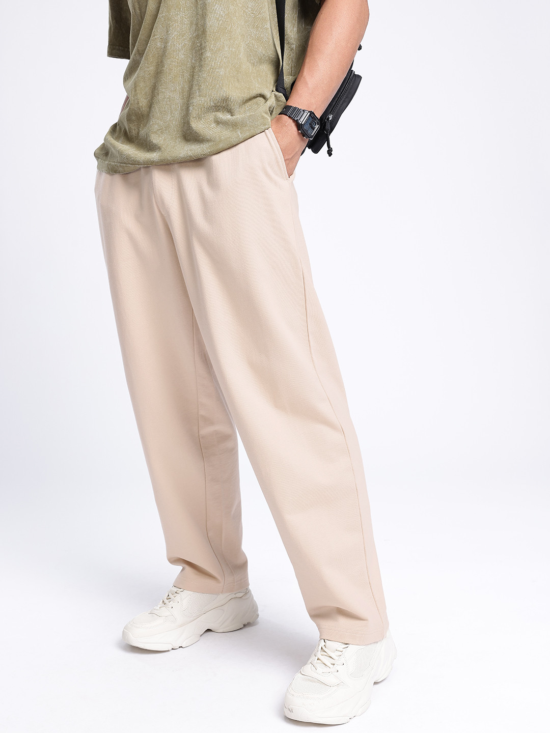 glitchez Men Solid Relaxed Track Pants