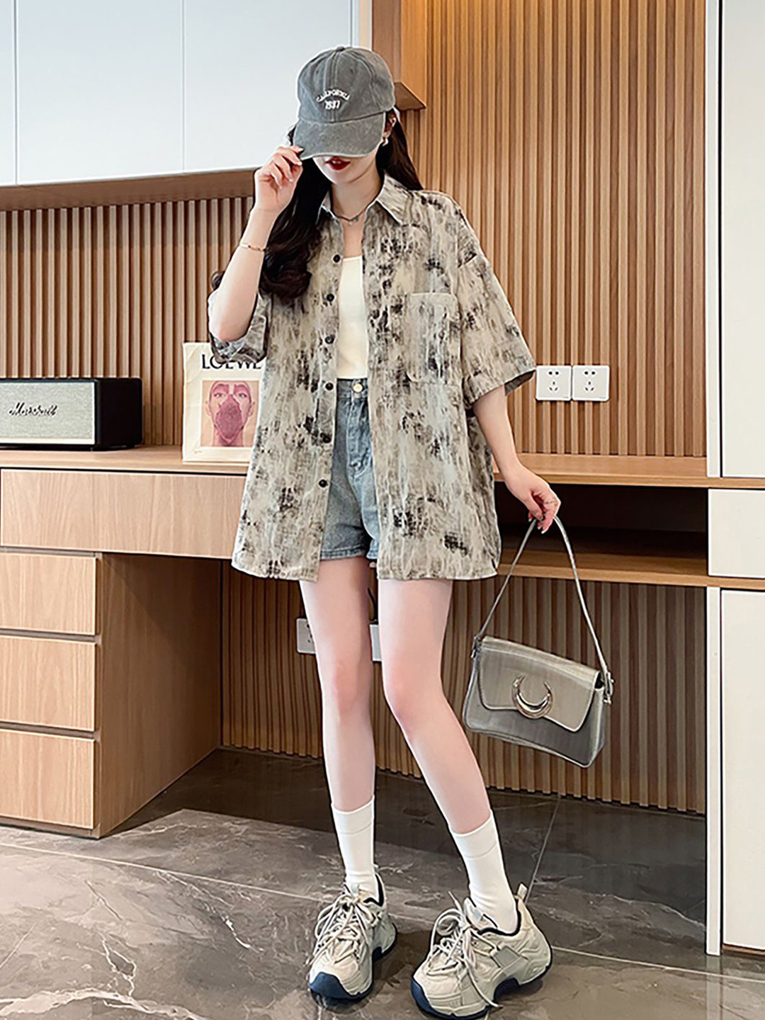 JC Mode Women Abstract Printed Oversized Casual Shirt