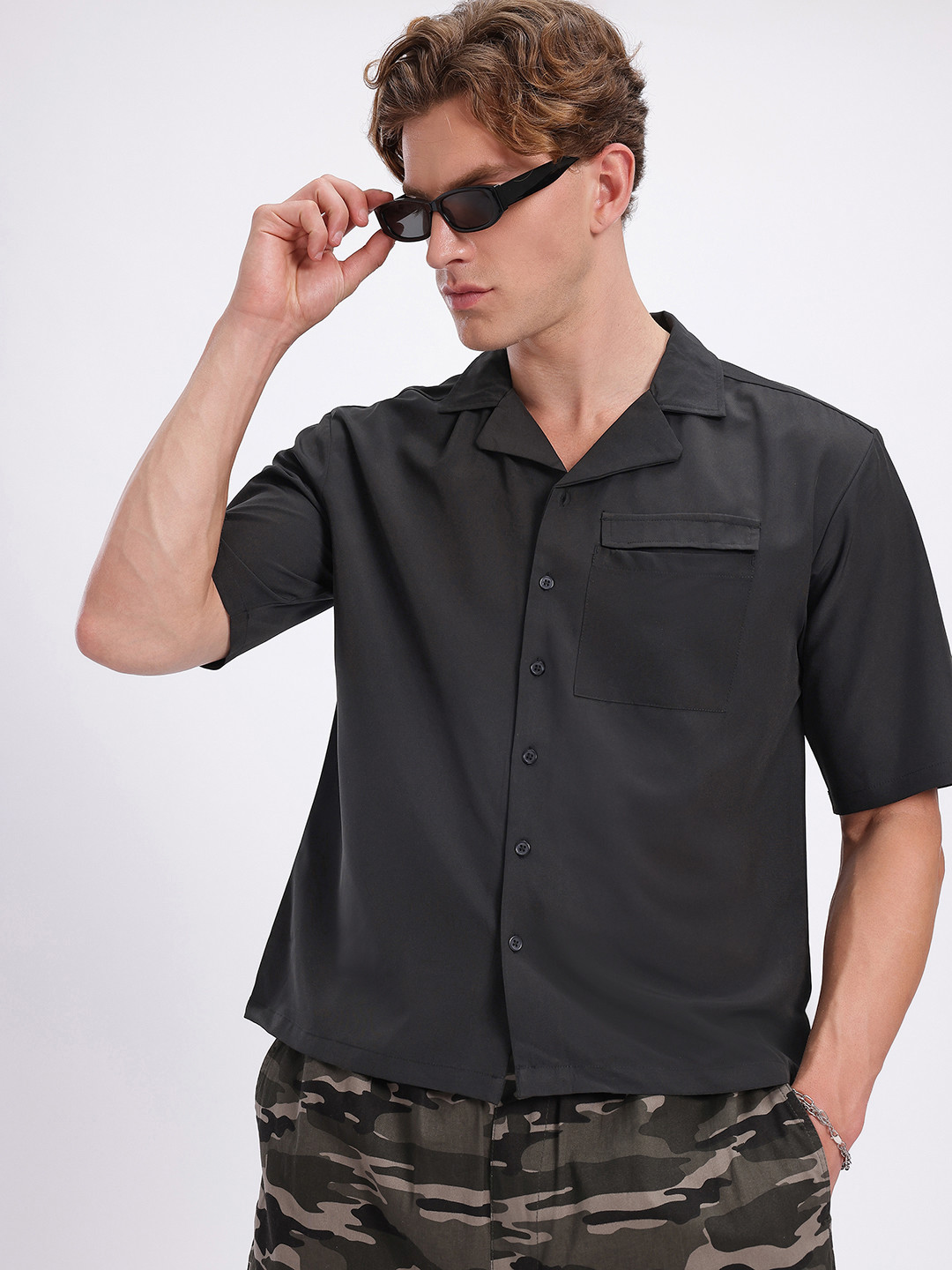 glitchez Camp Collar Relaxed Casual Shirt