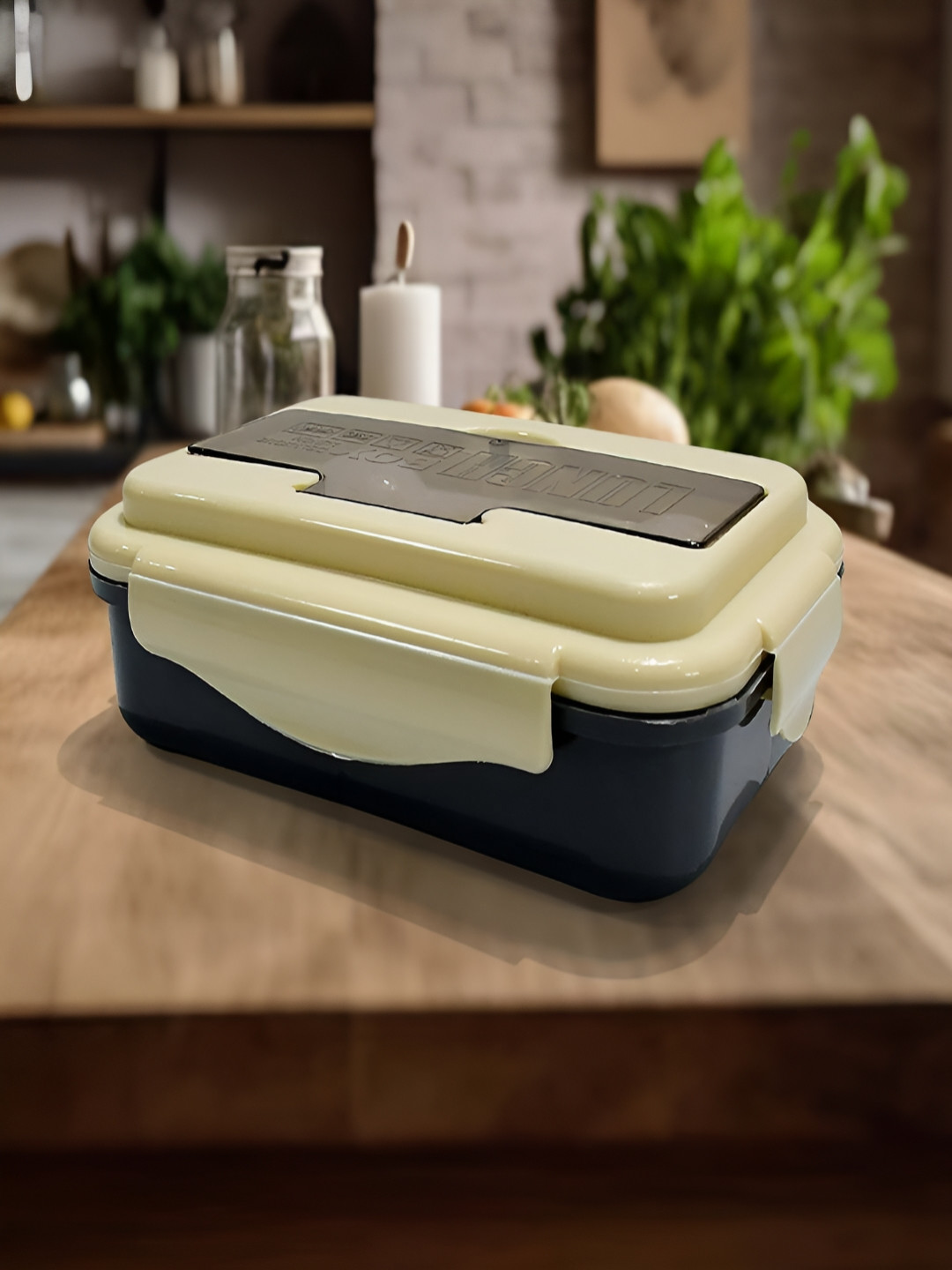 DeoDap 2809_flex_lock Grey Solid Plastic Easy to Clean 1PCs Lunch Box With Spoon and Fork