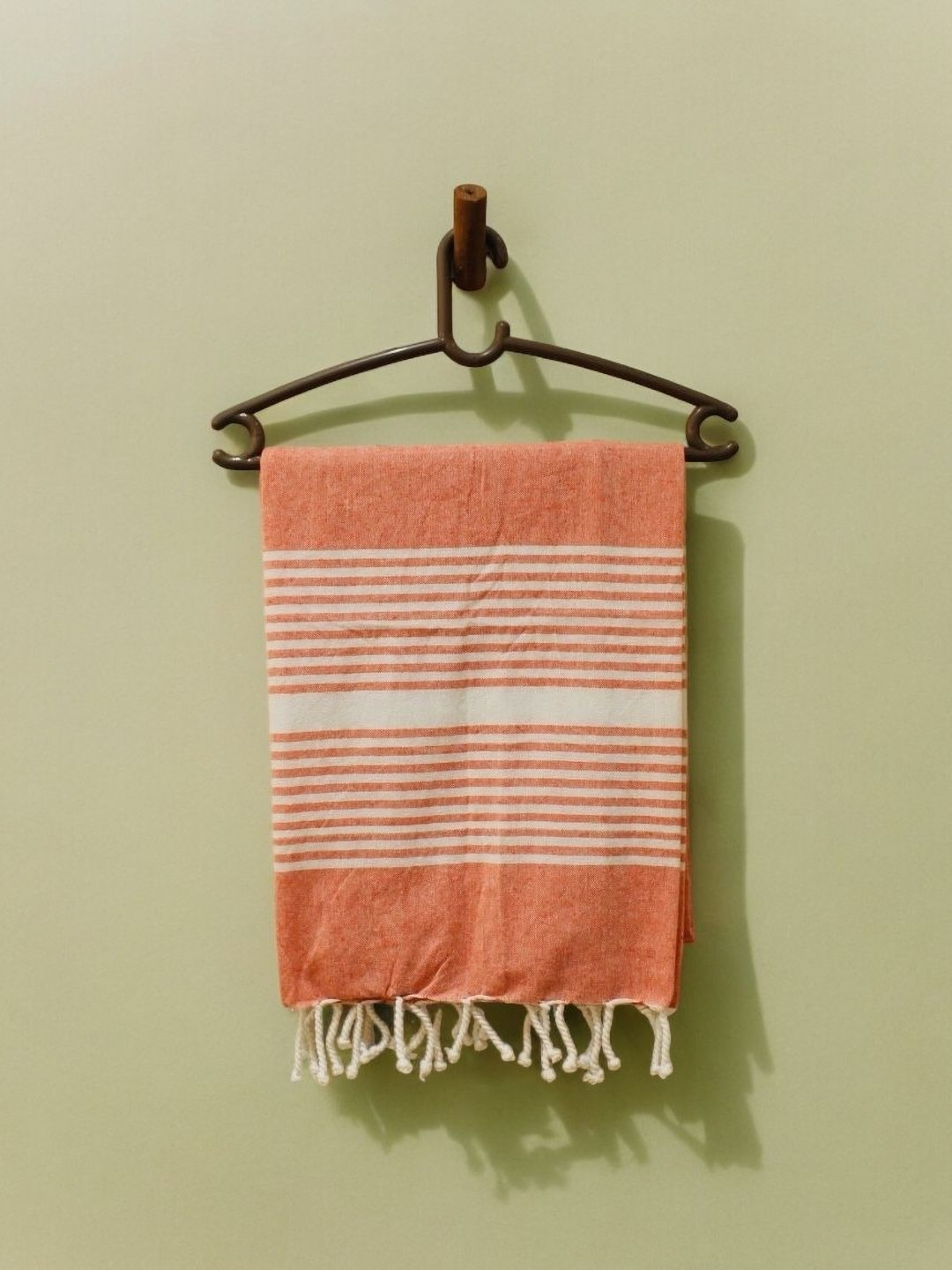 Dolce Casa Orange & White Striped Pure Cotton Bath Towels