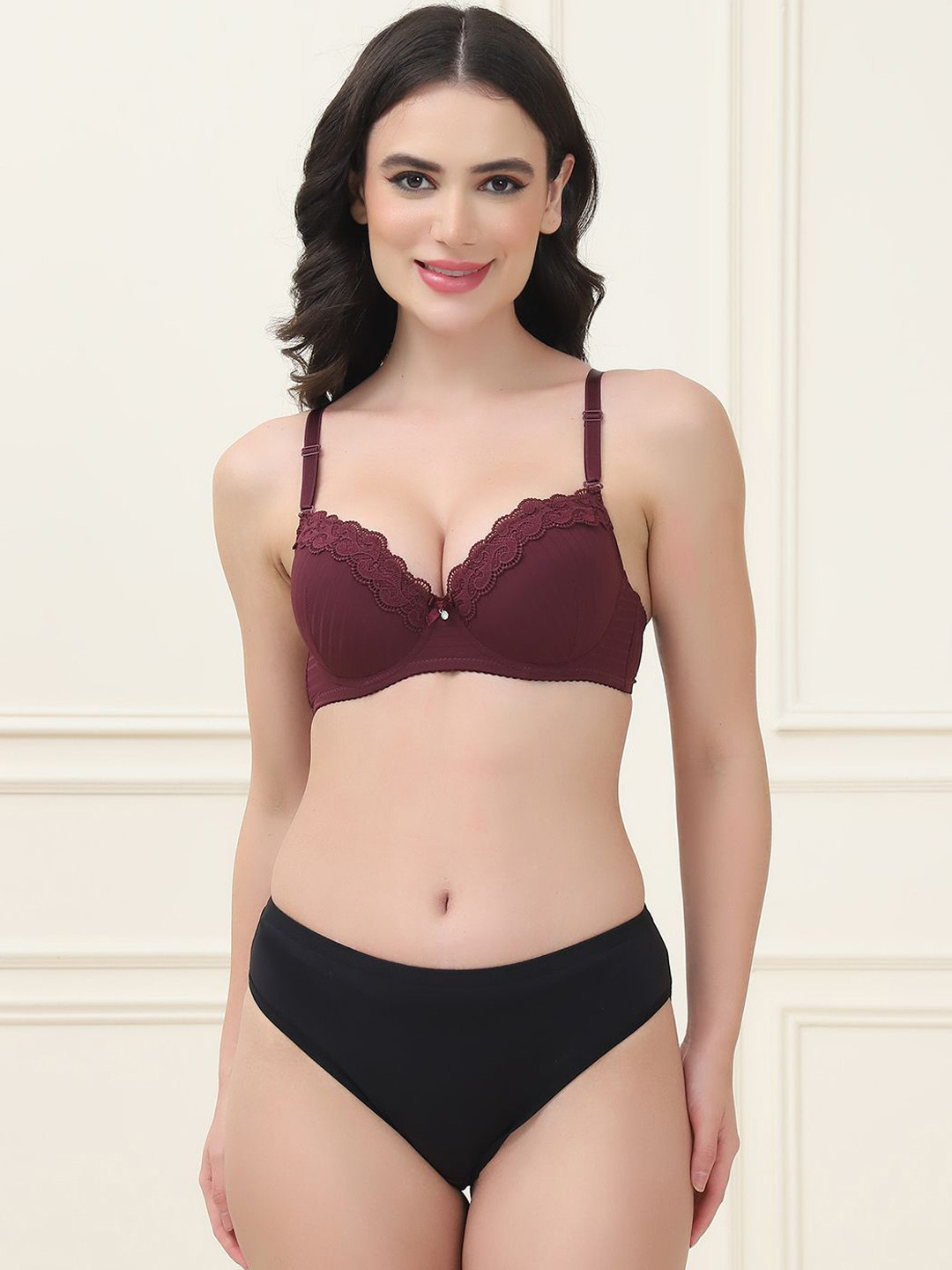 Quttos Self-Designed Heavily Padded Lingerie Set QT-SET-7051-D BRN-32B