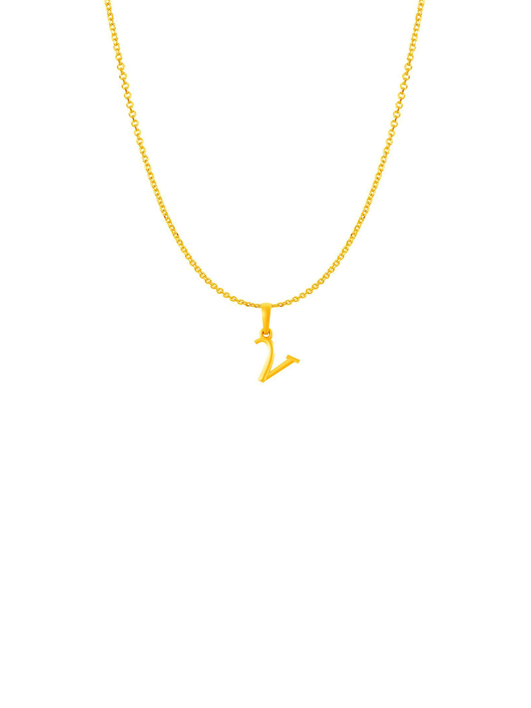 Metronaut Men 925 Sterling Silver 22KTGold-Plated V Alphabet Pendant With Anchor Chain