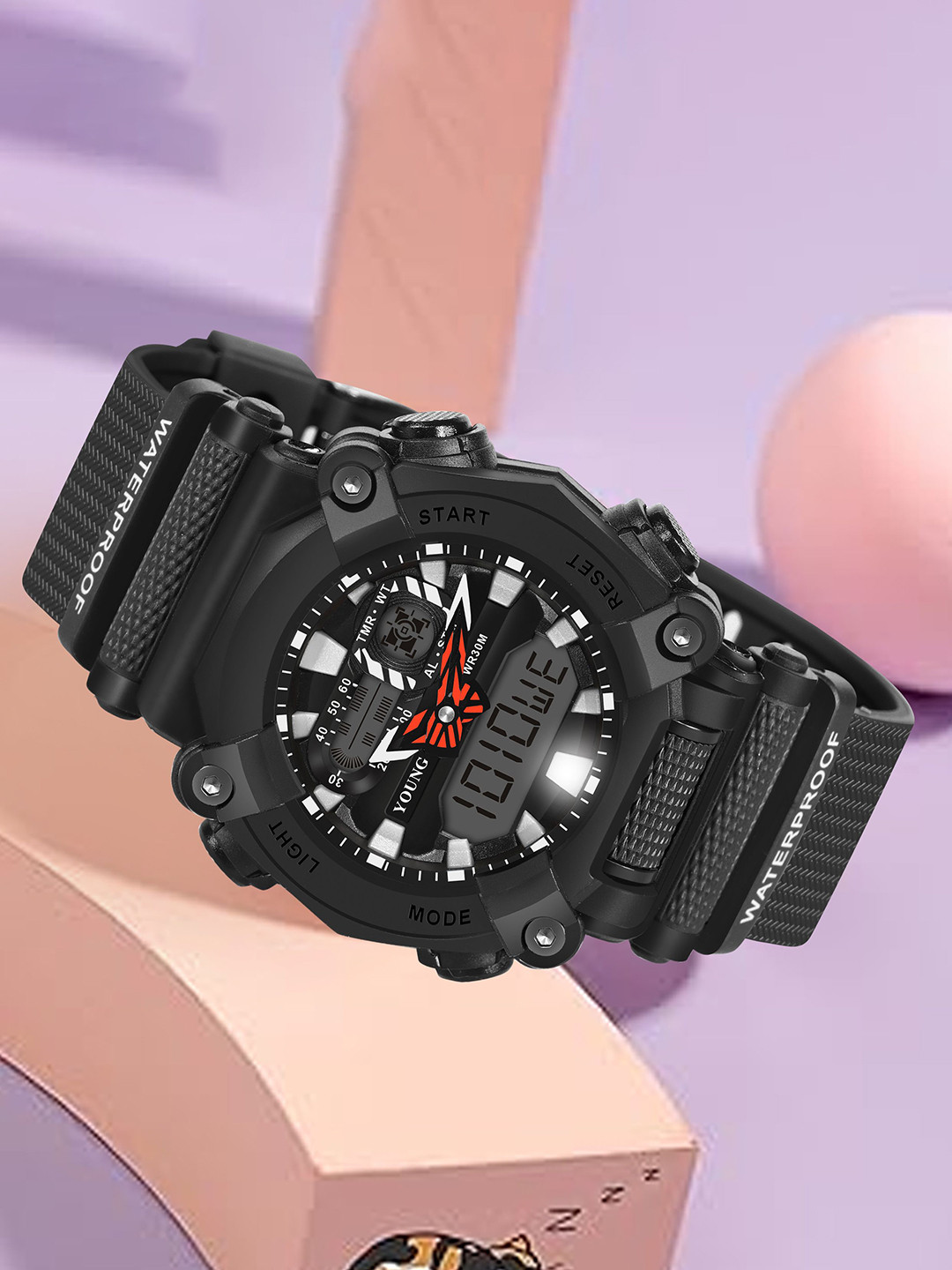 Kool Kidz Kids Plastic Dial & Rubber Straps Analogue and Digital Watch YM 661 BK