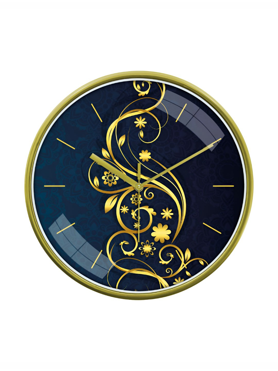 Myntra Elegant Homes Navy Blue & Green Textured Contemporary Wall Clock