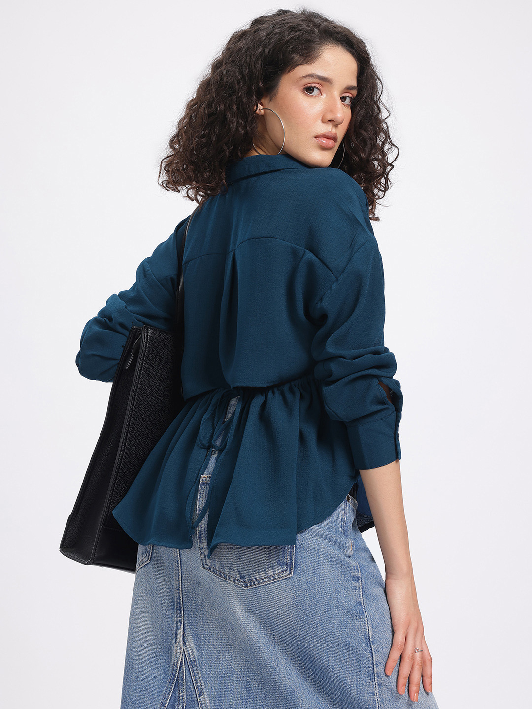 glitchez Cut-Out Tie-Up Relaxed Shirt Style Top