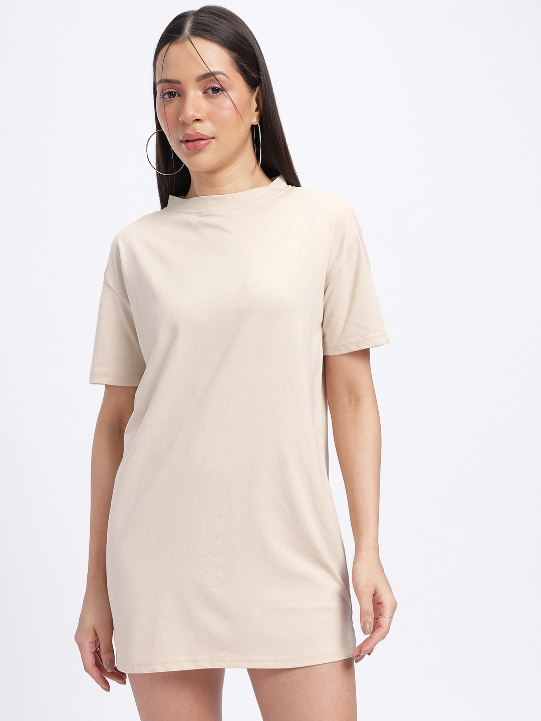 glitchez Drop-Shoulder Sleeves Loose Fit Mini T-shirt Dress