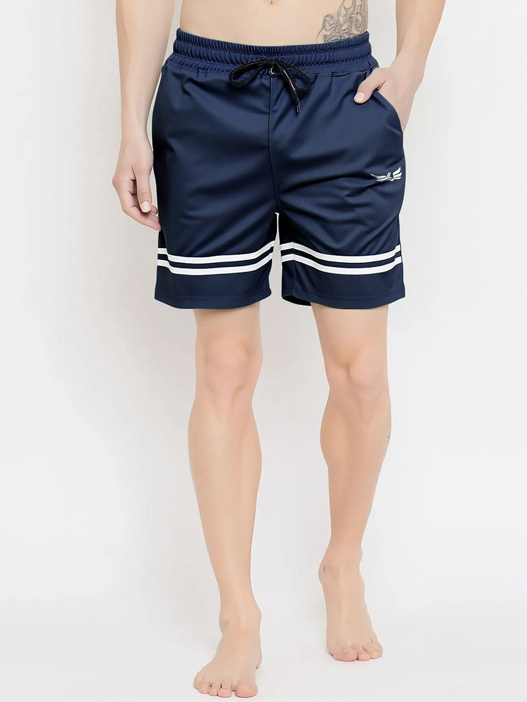 CHROME & CORAL Men Striped Lounge Shorts