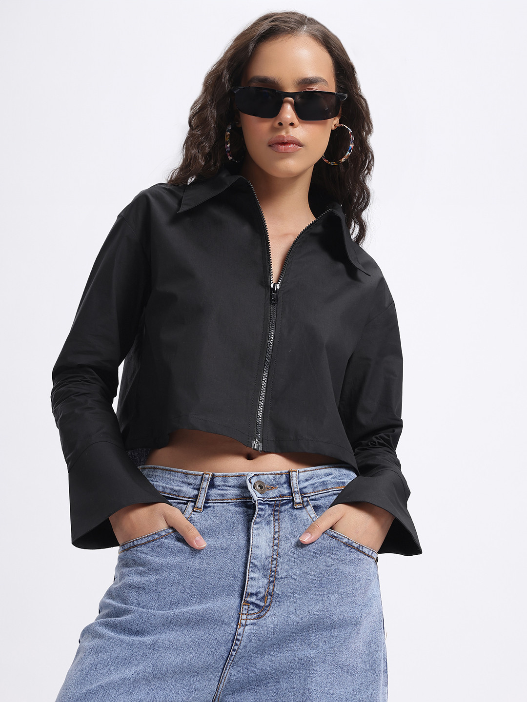 glitchez Bell Sleeves Relaxed Fit Shirt