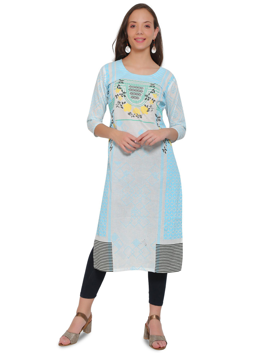 ZARISTAA Women Printed Pure Cotton Straight Kurta