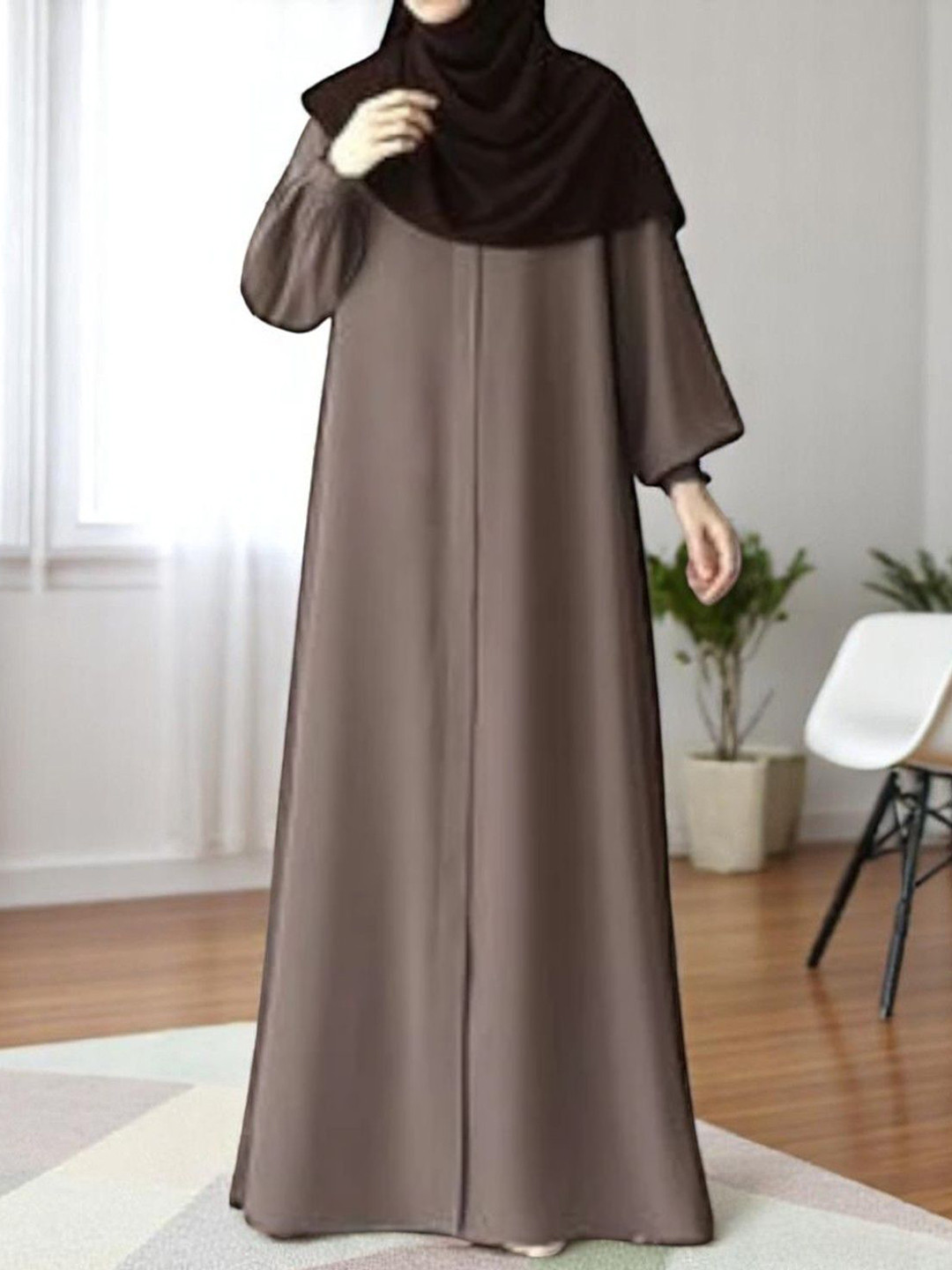 BASHARIYA Front-Open Abaya & Belt  with Hijab
