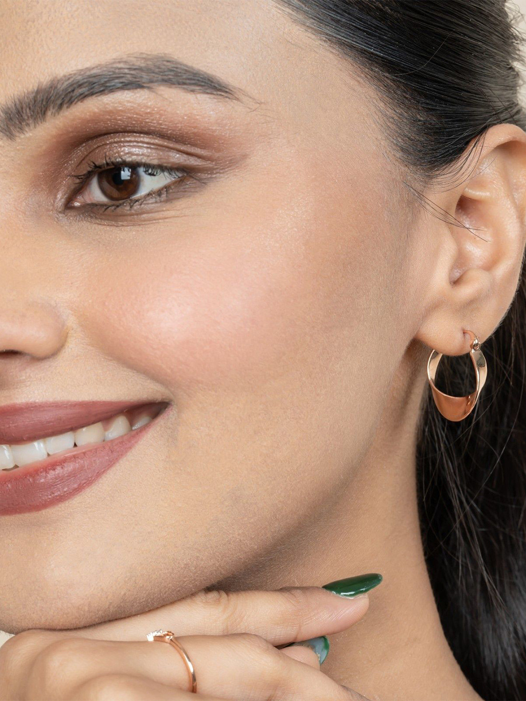 Orebella 925 Sterling Silver 18K Gold-Plated Contemporary Shaped Hoop Earrings