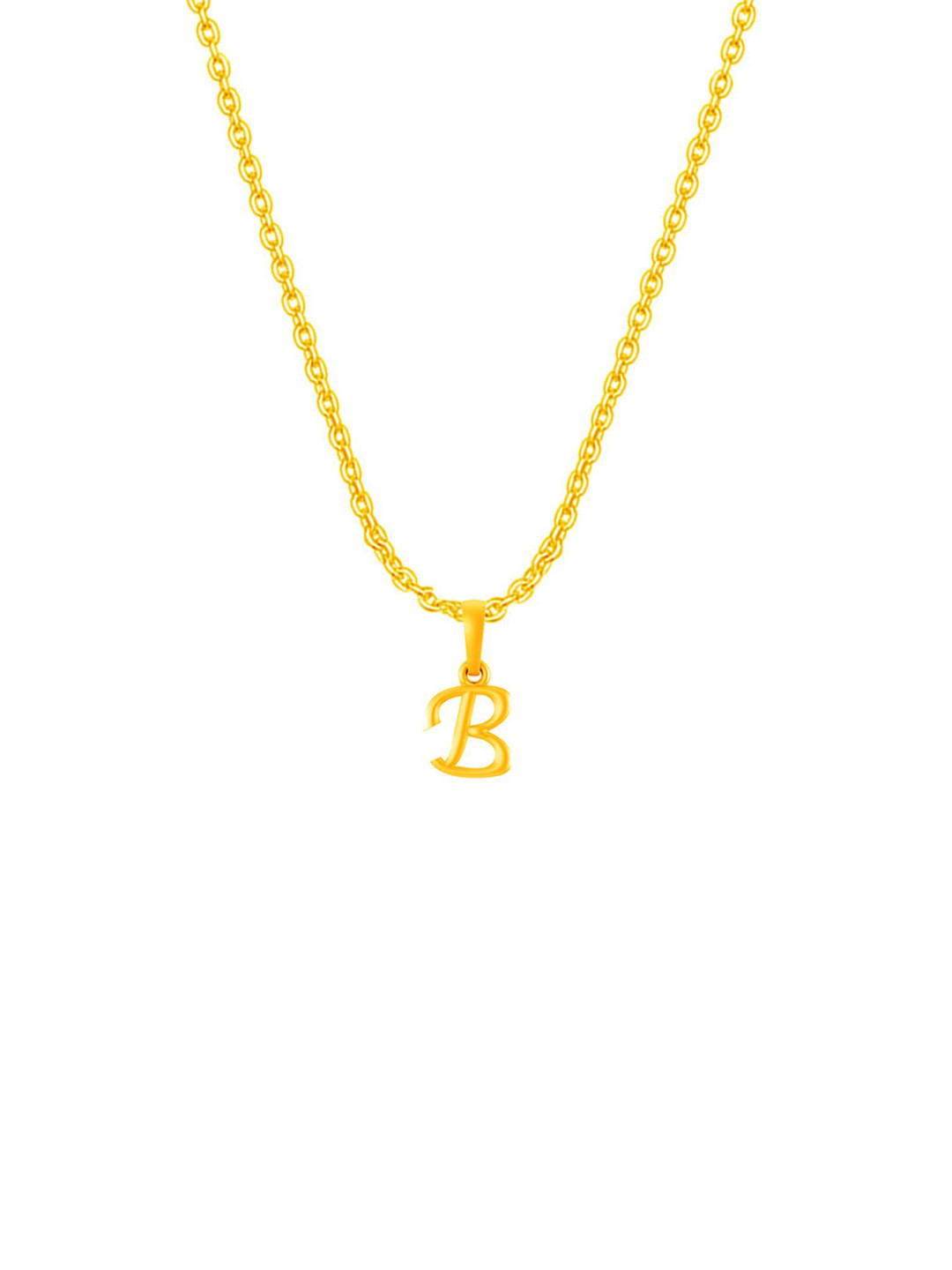 Metronaut Men 92.5 Sterling Silver 22KT Gold-Plated B Alphabet Pendant with Anchor Chain