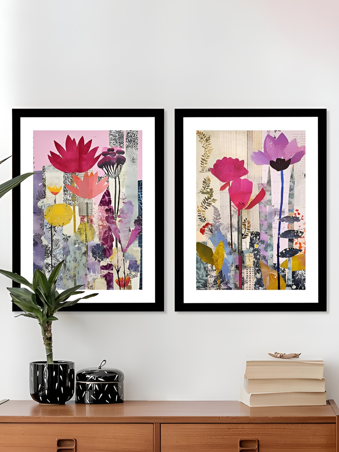 Art Street Flower & Leaf Watercolor Wood 2 Piece Wall Paintings Wall Art - 12.9 x 17.6 In