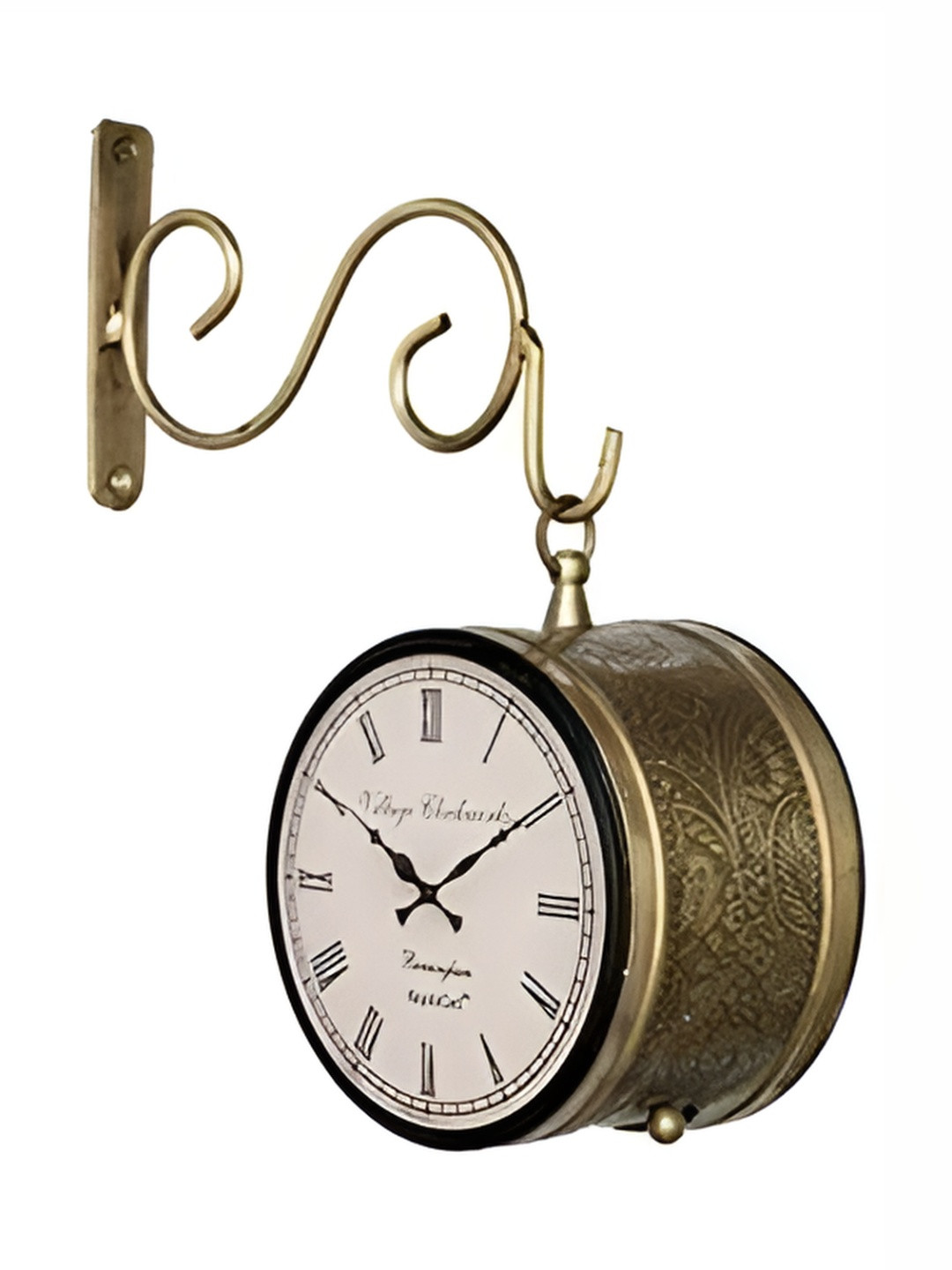 Nutts Bronze Metal Large Display 2 Pcs Round Battery Analogue Wall Clock-40cm