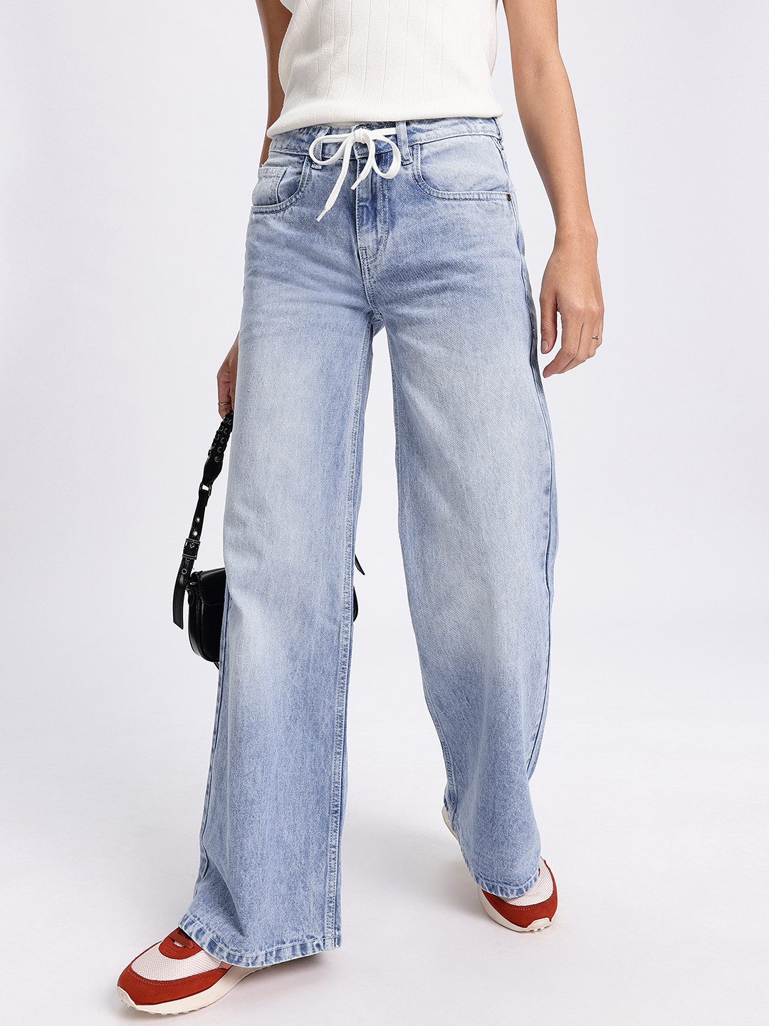 glitchez Women Light Fade Wide Leg Jeans