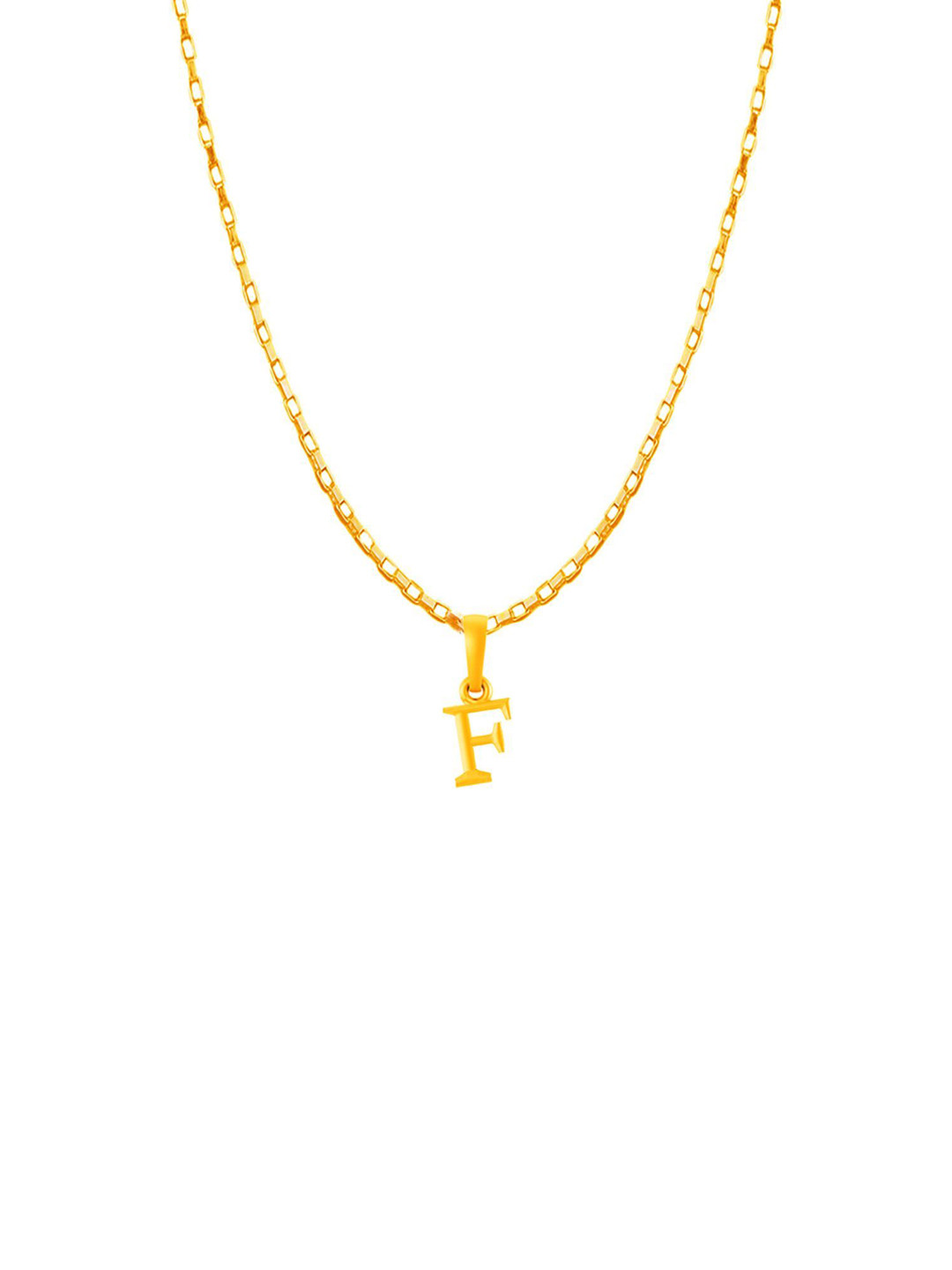 Metronaut Men 92.5 Sterling Silver 22KT Gold-Plated F Alphabet Pendant with Box Chain