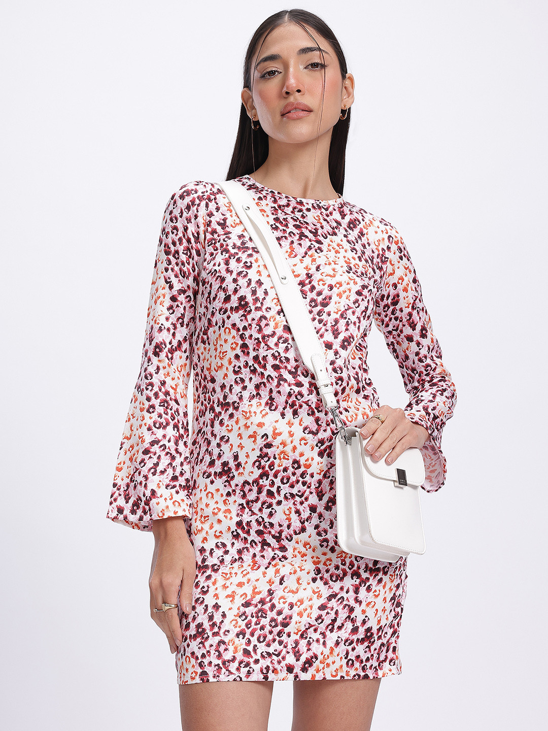 glitchez Flare Animal Print Sheath Mini Dress