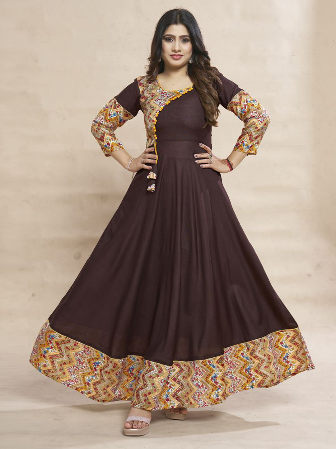 MEESORRA Maxi-Length Fit And Flare Ethnic Dresses