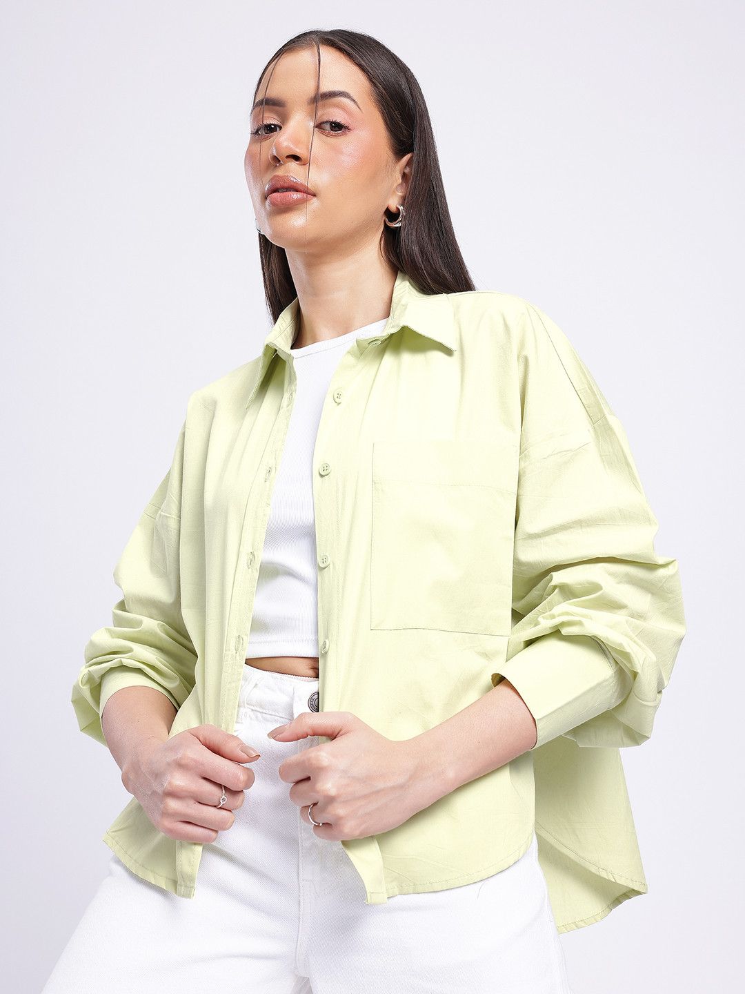 glitchez Stitch High-Low Oversized Shirt