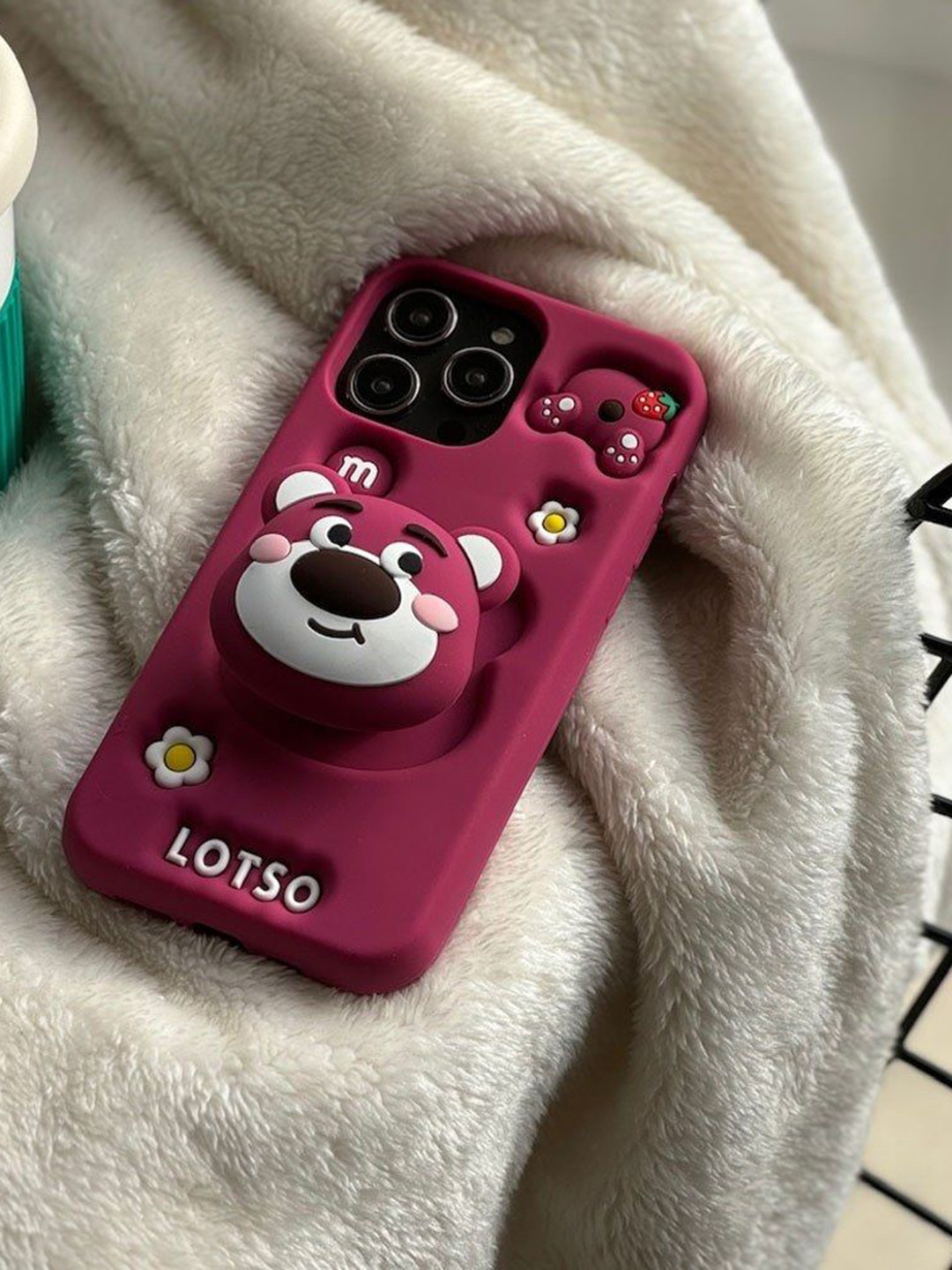 CASE CREATION 3D Cartoon LOTSO Bear iPhone 14 Pro Bumper Case Mobile Accessories