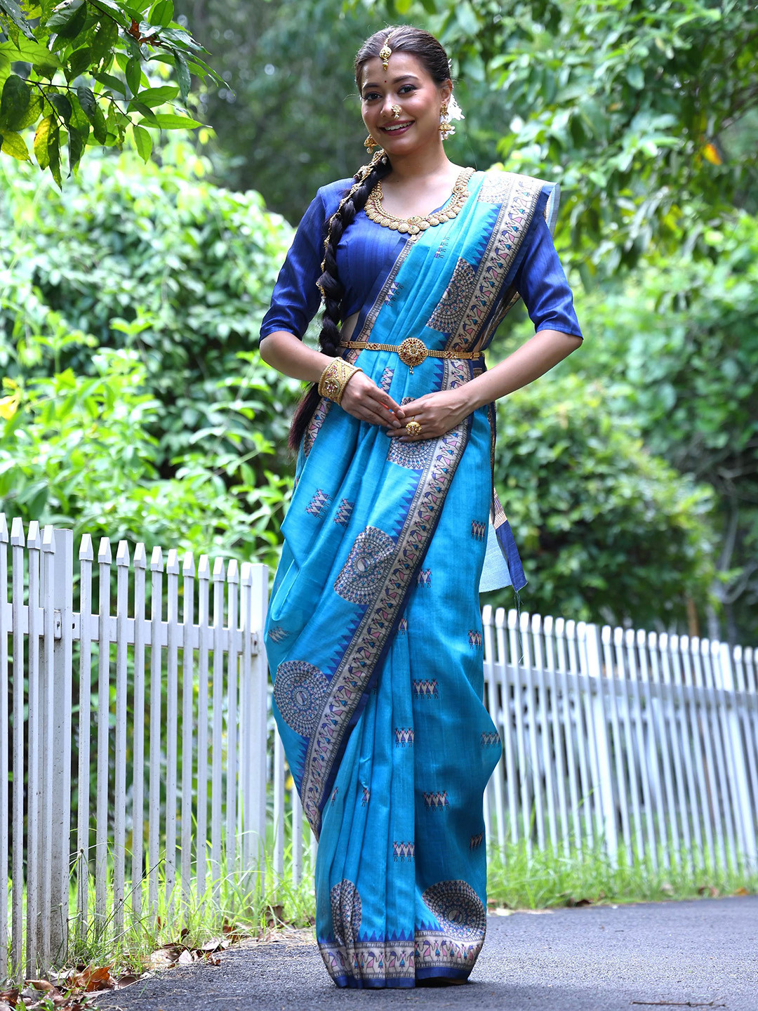 LeeliPeeri Designer Ethnic Motifs Woven Design Tussar Silk Saree