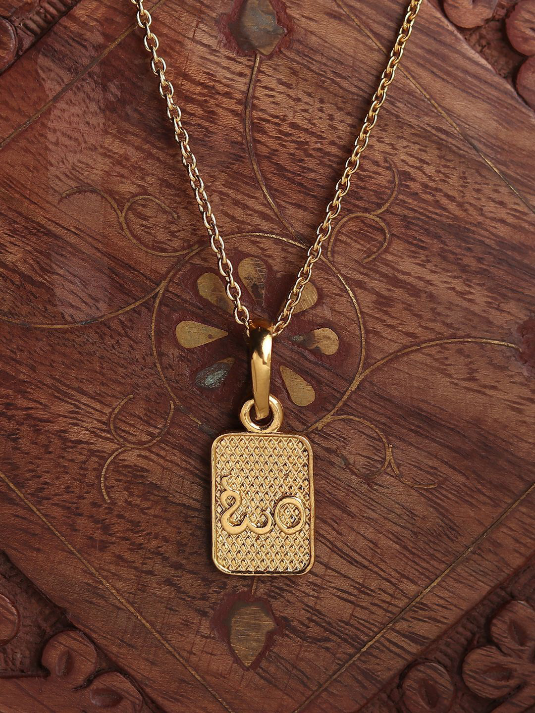 Metronaut 925 Silver 22 KT Gold-Plated Om Pendant With Chain