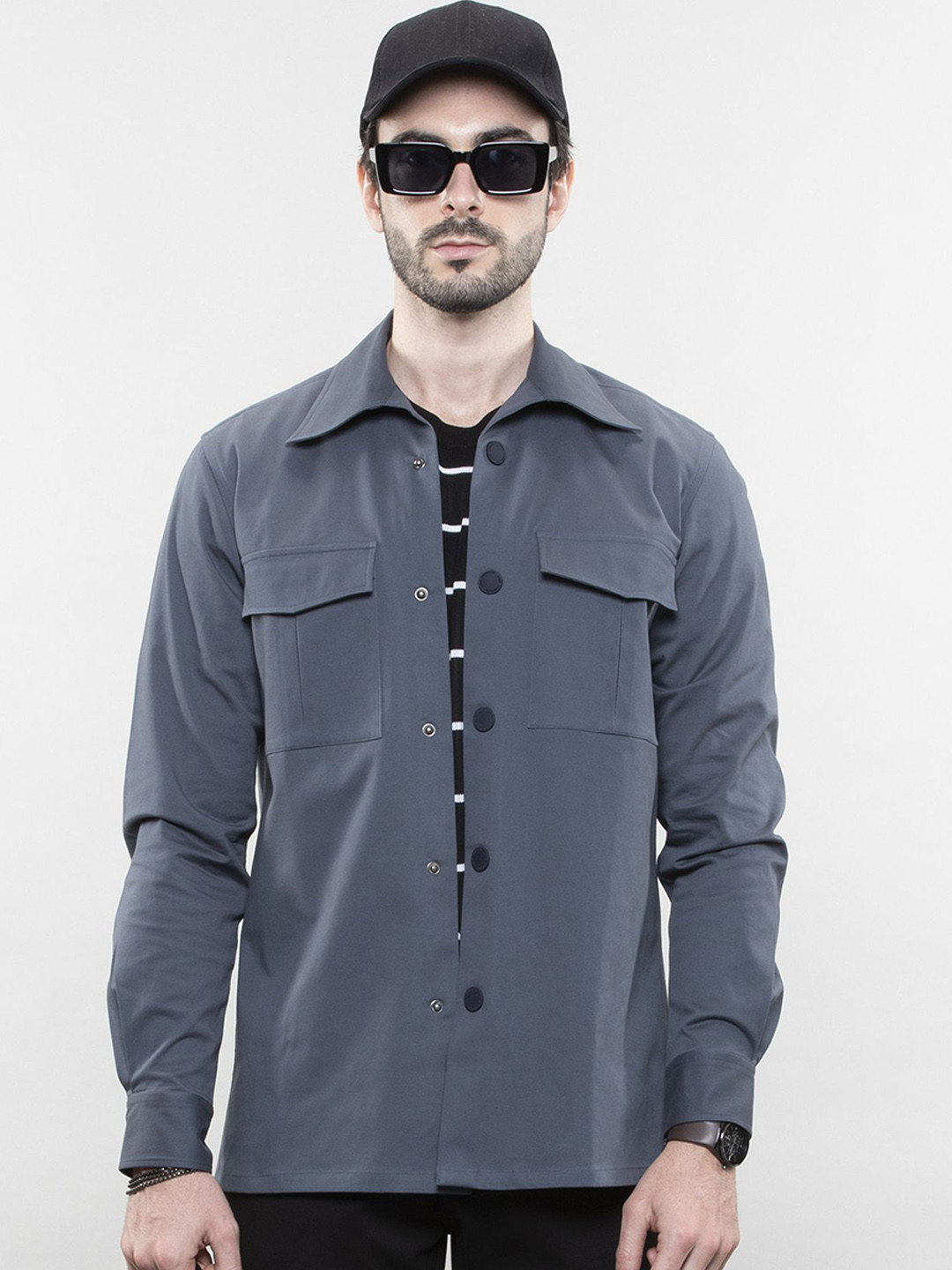 LOVE PANGOLIN Men Lightweight Open Front Jacket with Patchwork
